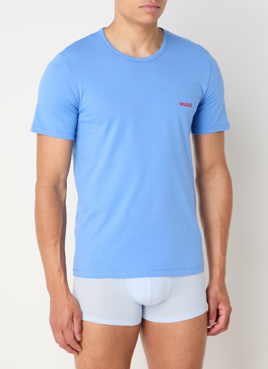 HUGO Set van drie katoenen T-shirts in meerdere kleuren met logoprint - detail 3 open miscellaneous-963 / blauw