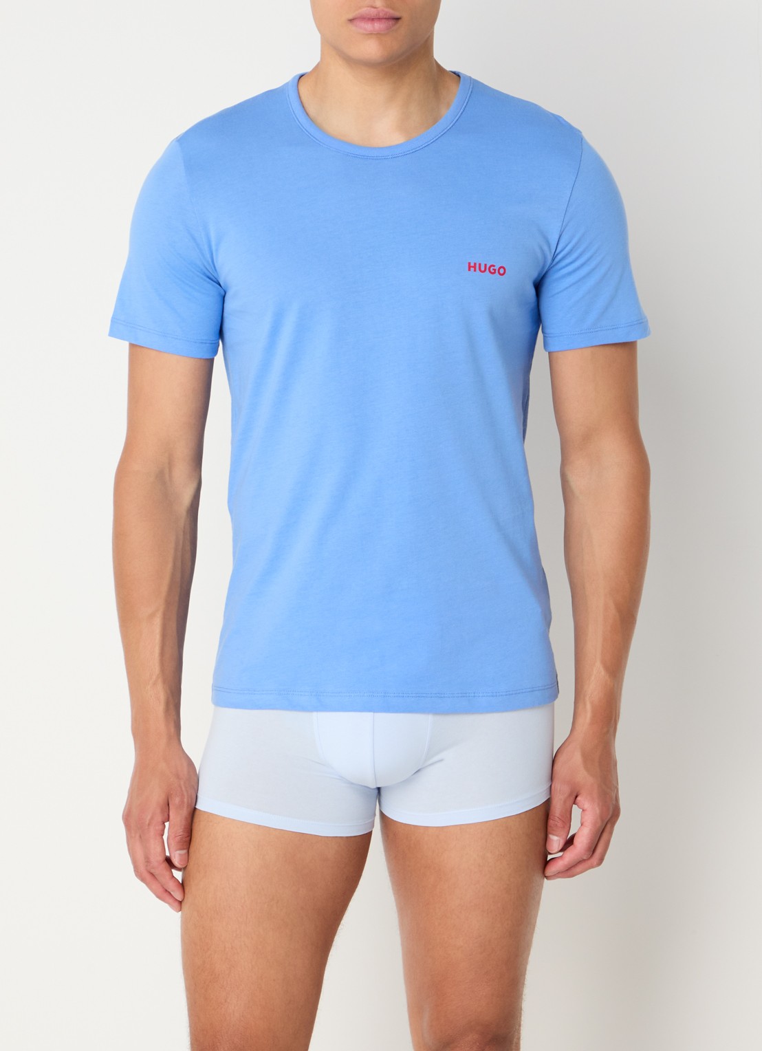 HUGO Set van drie katoenen T-shirts in meerdere kleuren met logoprint - voorkant 2 open miscellaneous-963 / blauw