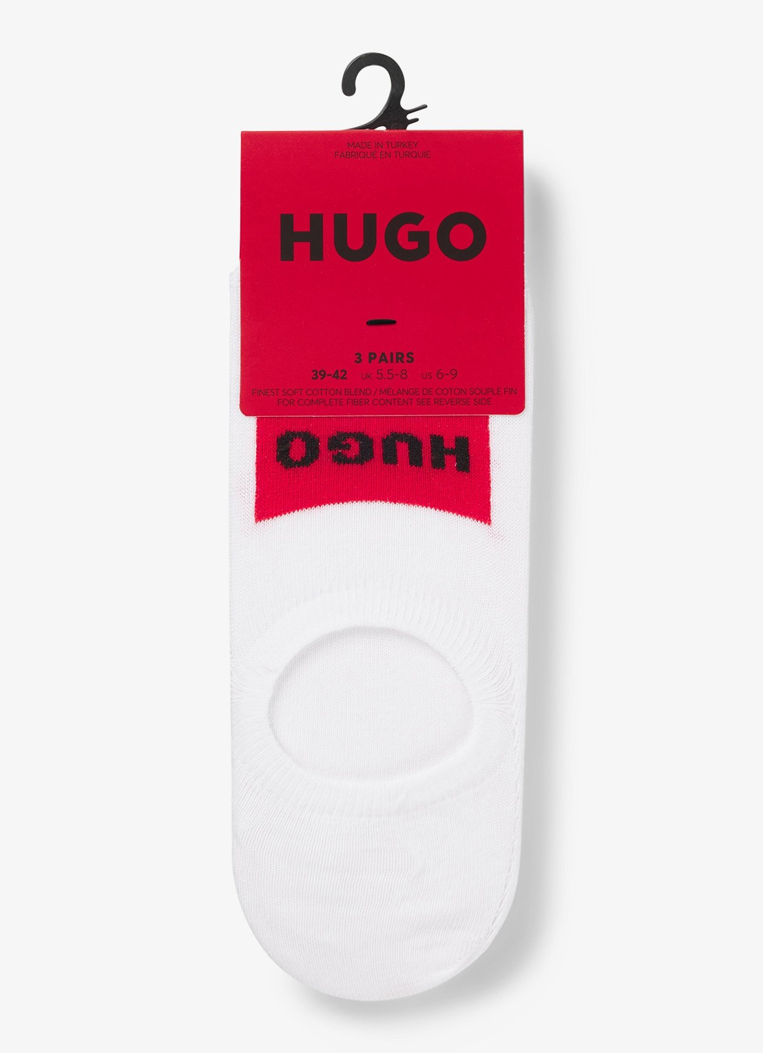 HUGO Set van drie paar onzichtbare sokken met rode logolabels - achterkant 3 wit