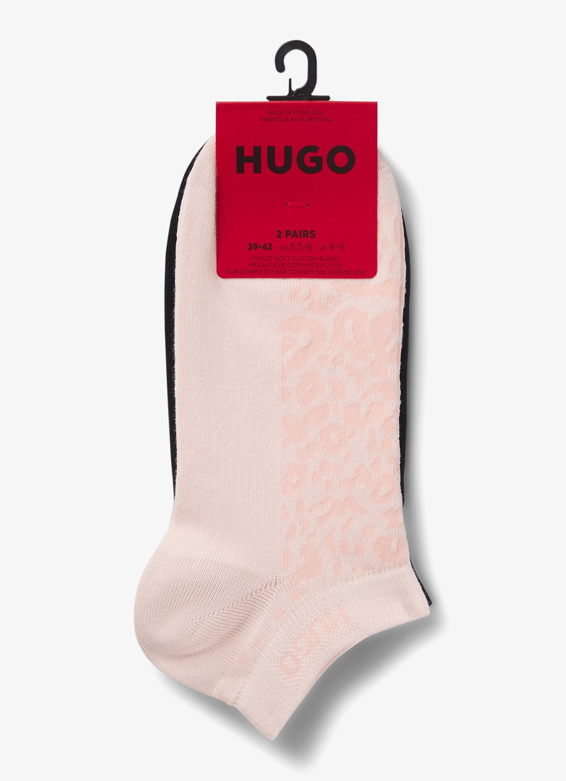 HUGO Set van twee paar enkelsokken van een katoenmix - voorkant 2 lichtroze