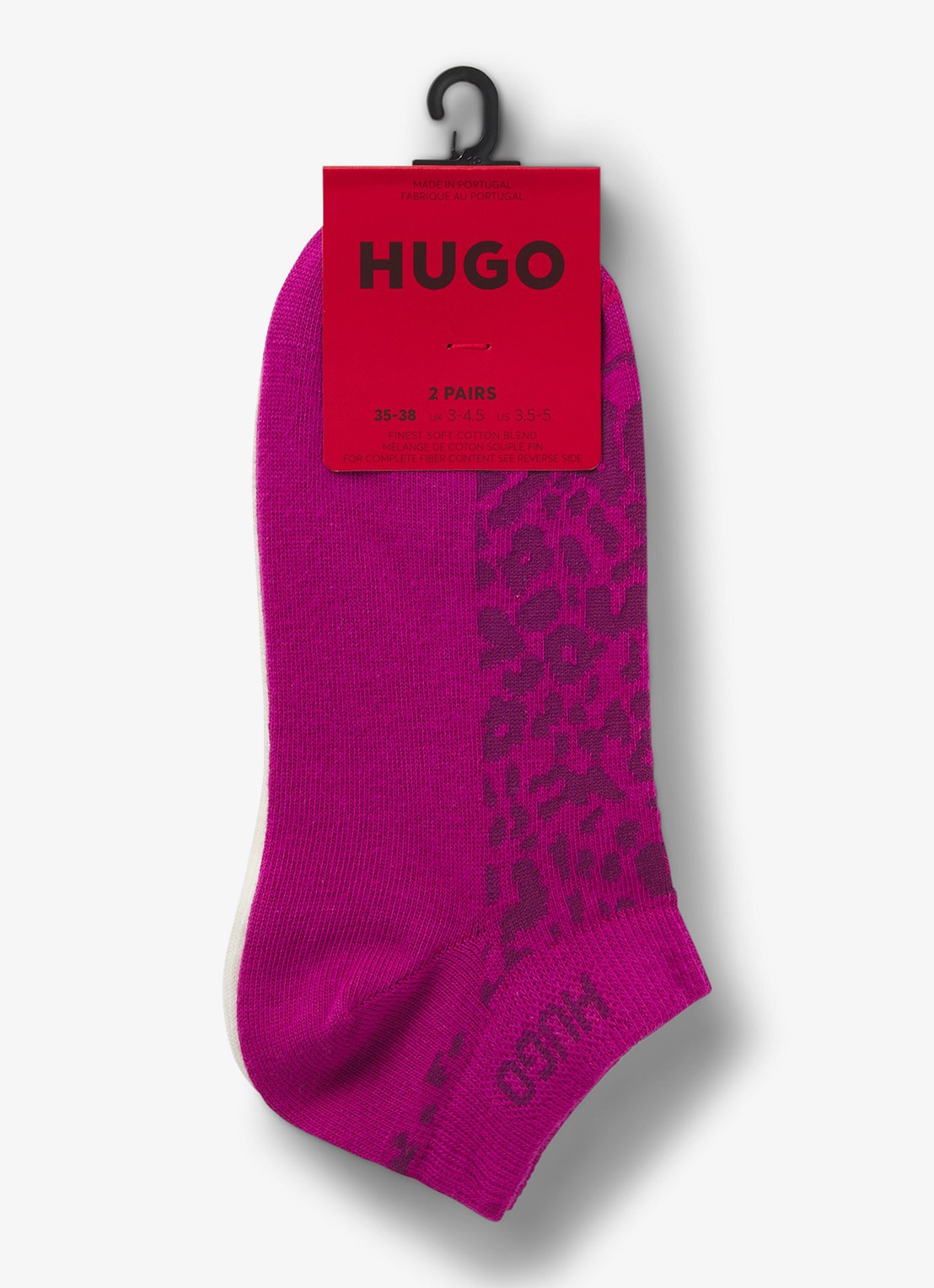 HUGO Set van twee paar enkelsokken van een katoenmix - achterkant dark pink-653 / roze