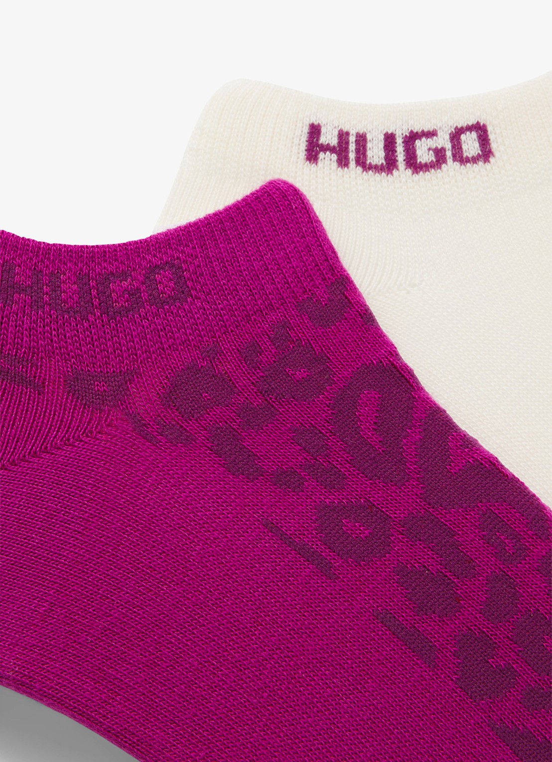 HUGO Set van twee paar enkelsokken van een katoenmix - voorkant 3 dark pink-653 / roze