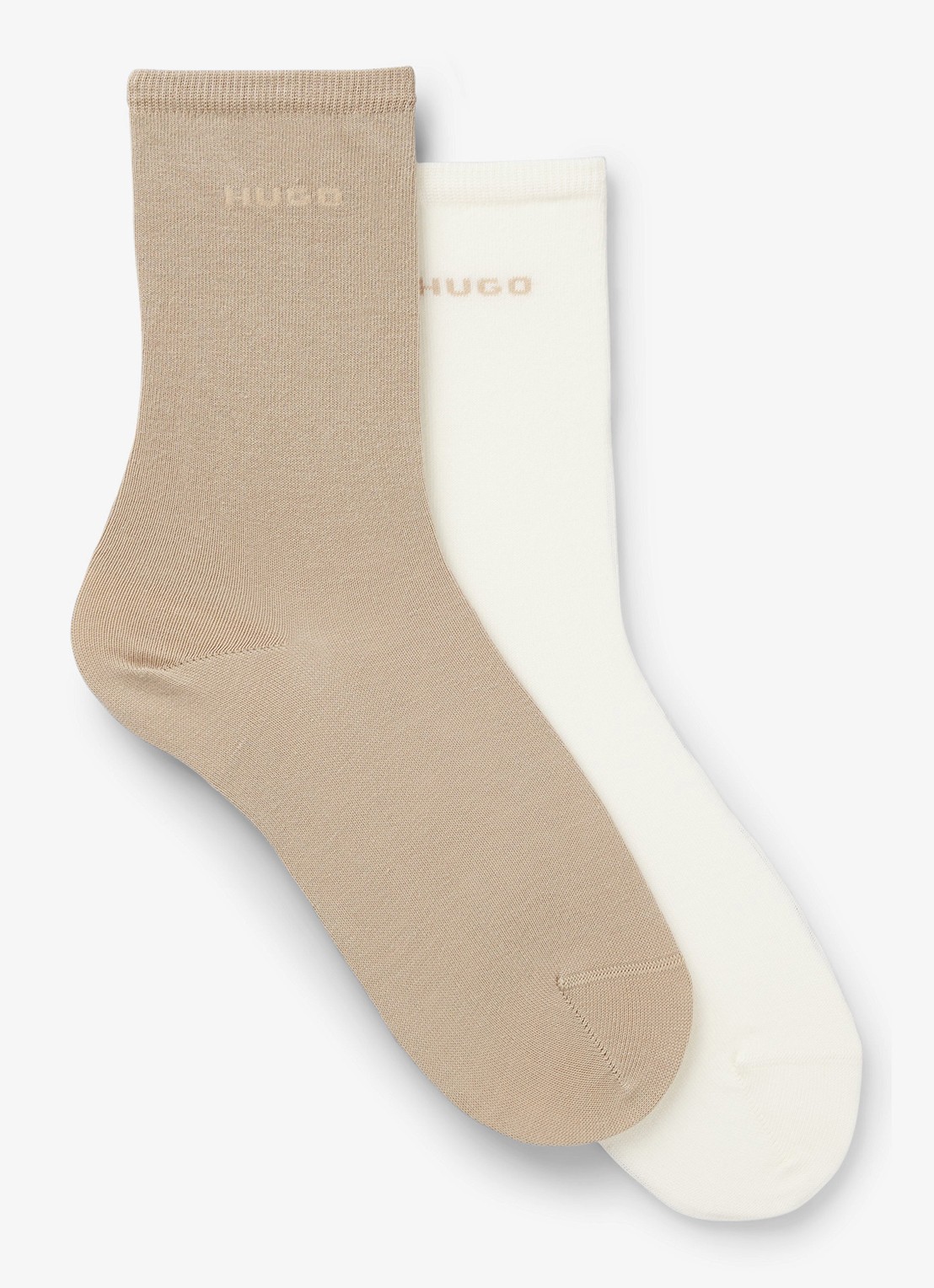 HUGO Set van twee paar logosokken in standaardlengte van een katoenmix - voorkant 2 light /pastel brown-232 / bruin