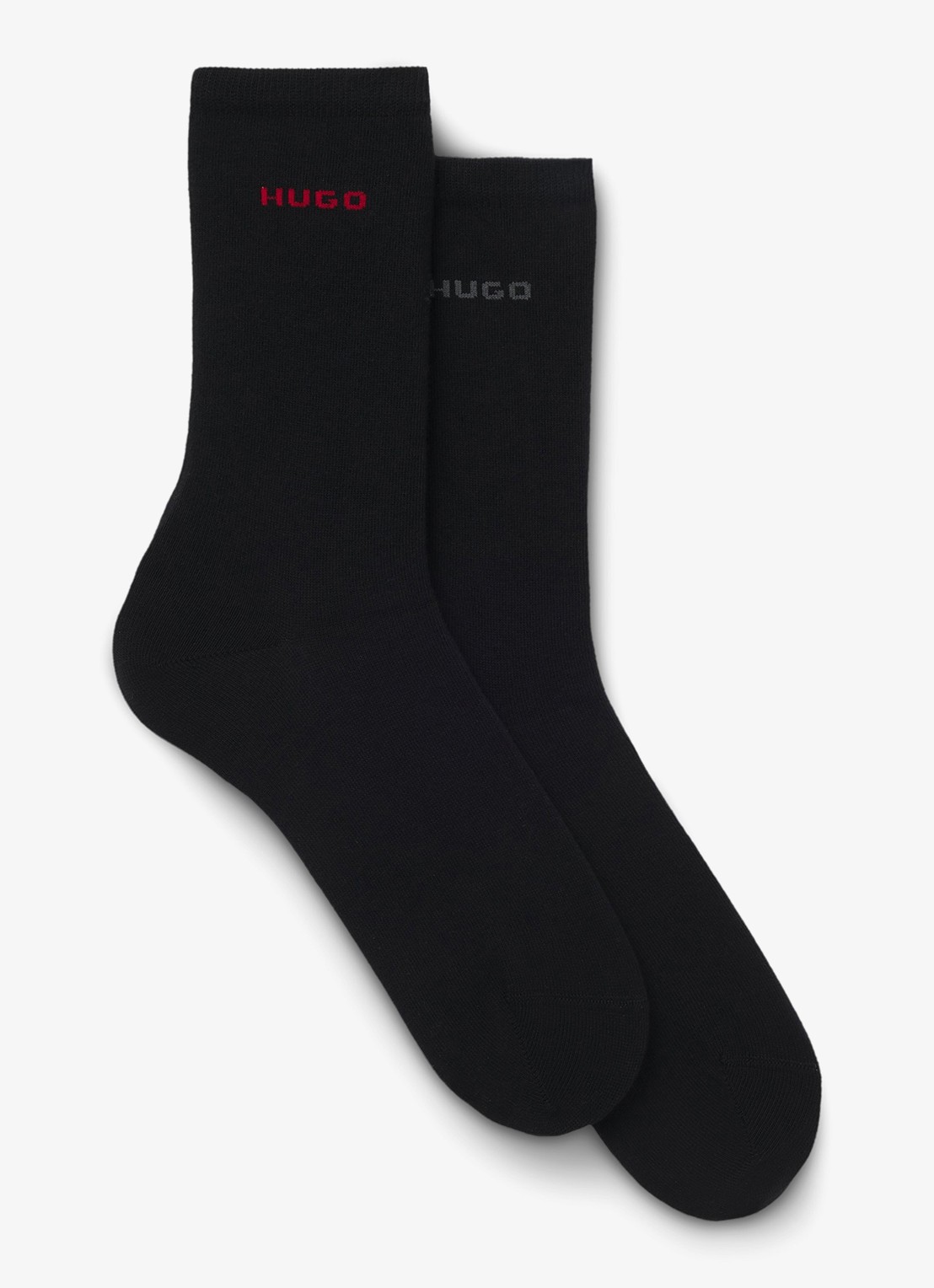 HUGO Set van twee paar logosokken in standaardlengte van een katoenmix - voorkant black-001 / zwart