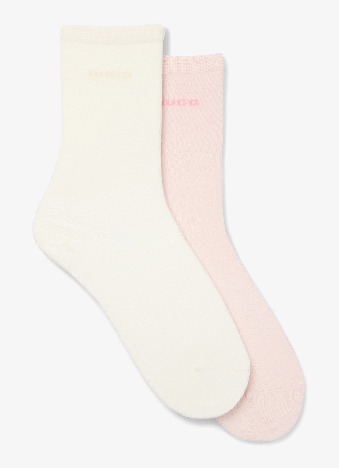 HUGO Set van twee paar logosokken in standaardlengte van een katoenmix - voorkant light /pastel pink-689 / roze