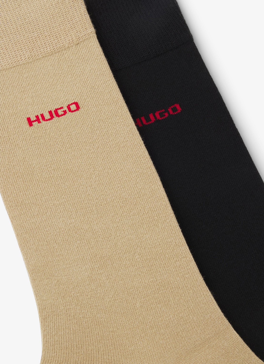 HUGO Set van twee paar sokken met normale lengte en logo - detail medium beige-269 / beige