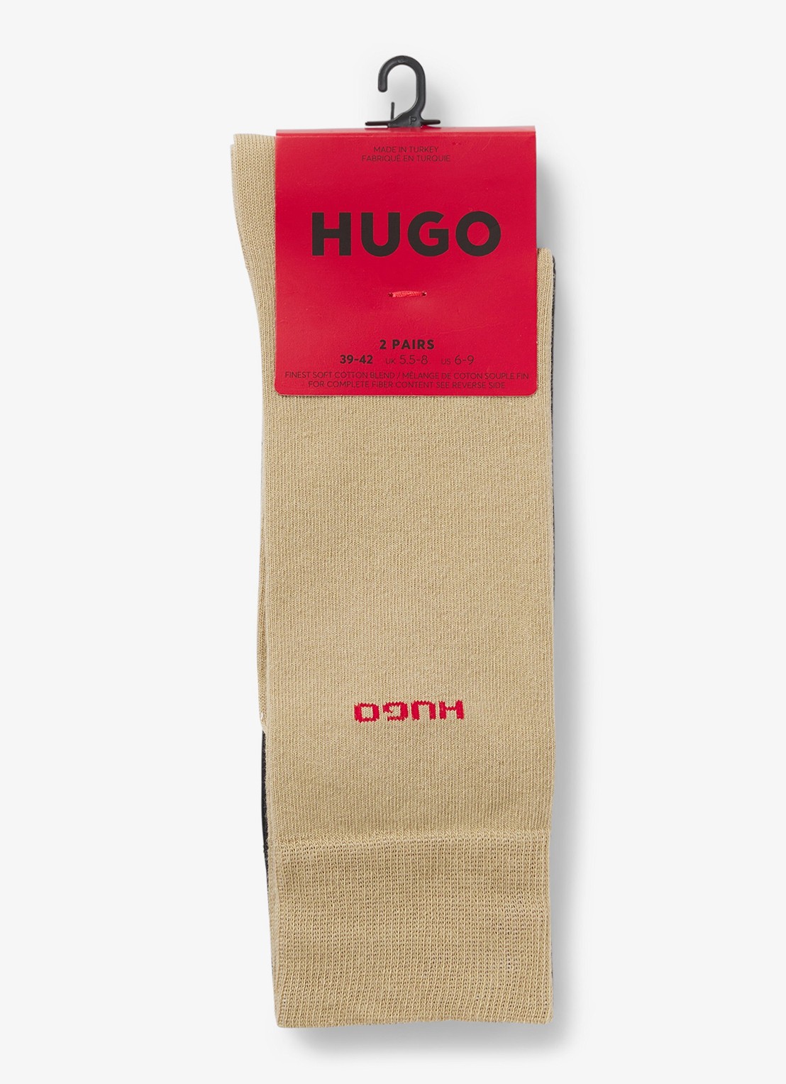 HUGO Set van twee paar sokken met normale lengte en logo - detail 2 medium beige-269 / beige