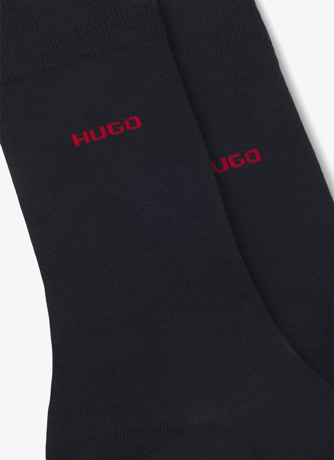 HUGO Set van twee paar sokken met normale lengte en logo - voorkant 3 donkerblauw