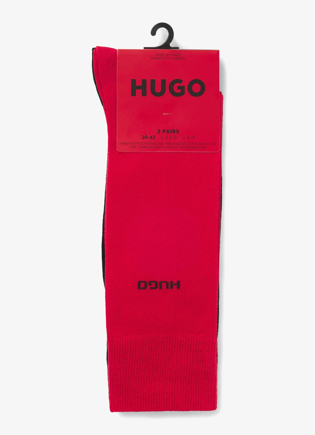 HUGO Set van twee paar sokken met normale lengte en logo - voorkant 2 rood