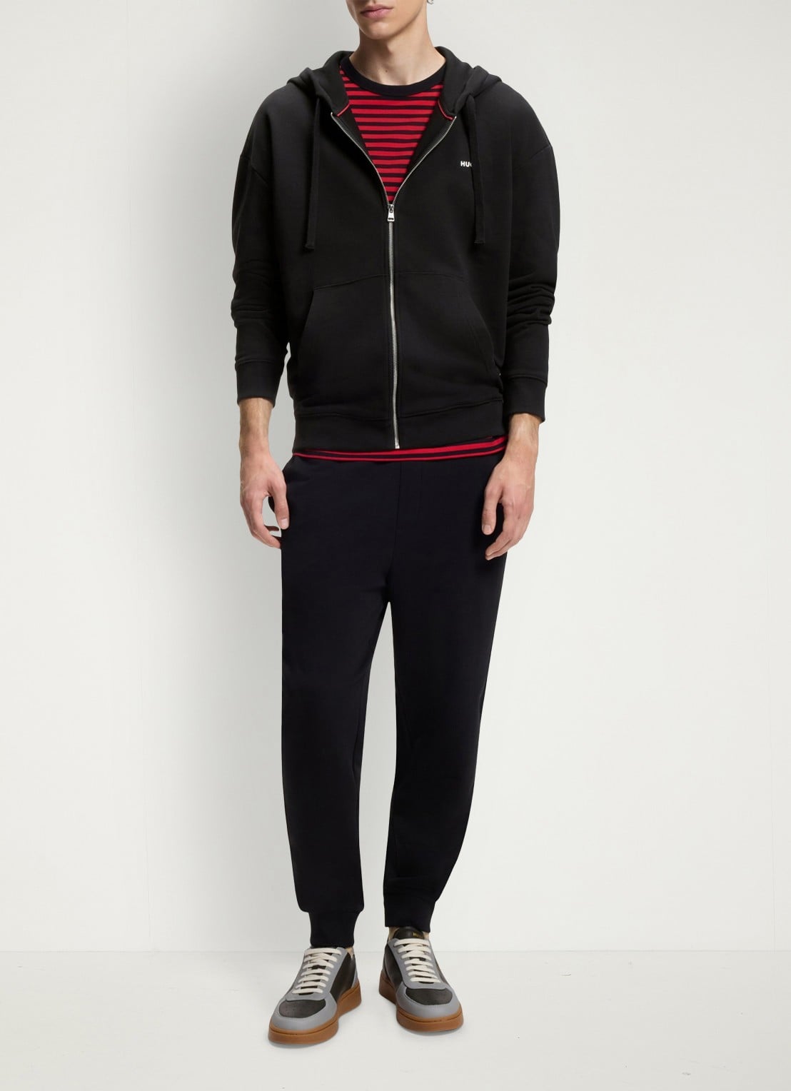 HUGO Set van vest en joggingbroek met logo 2-delig - voorkant 3 zwart