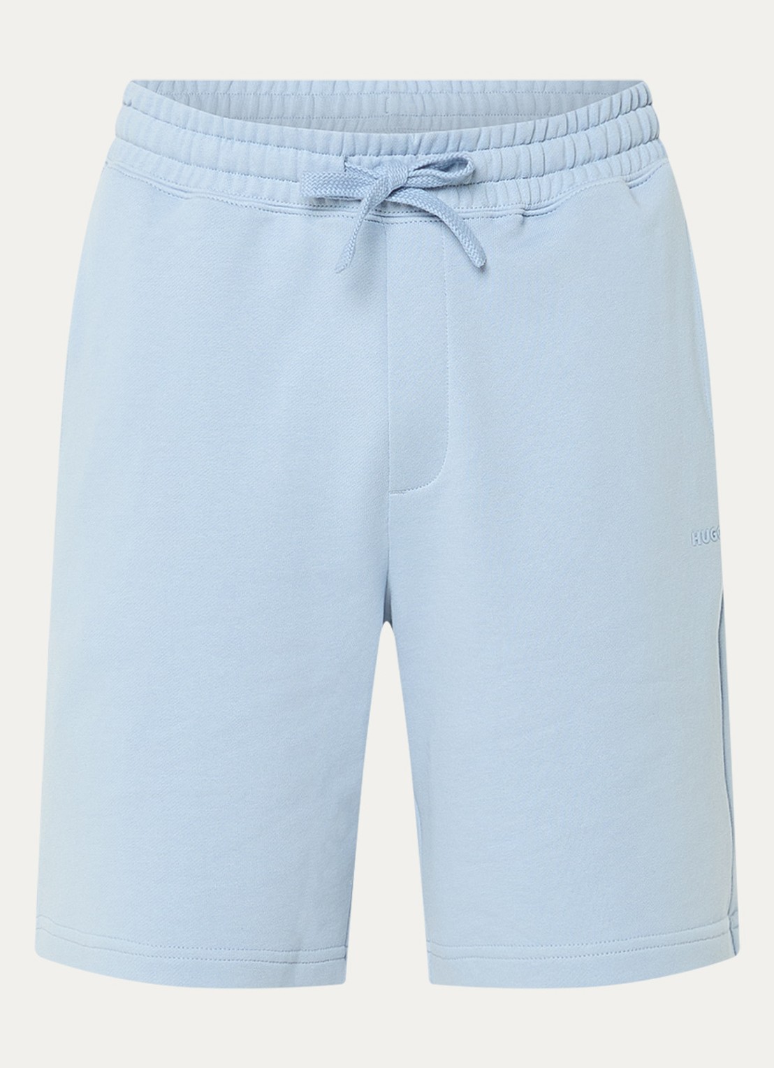 HUGO Short van katoenen sweatstof met logoprint - voorkant 3 open blue-483 / blauw