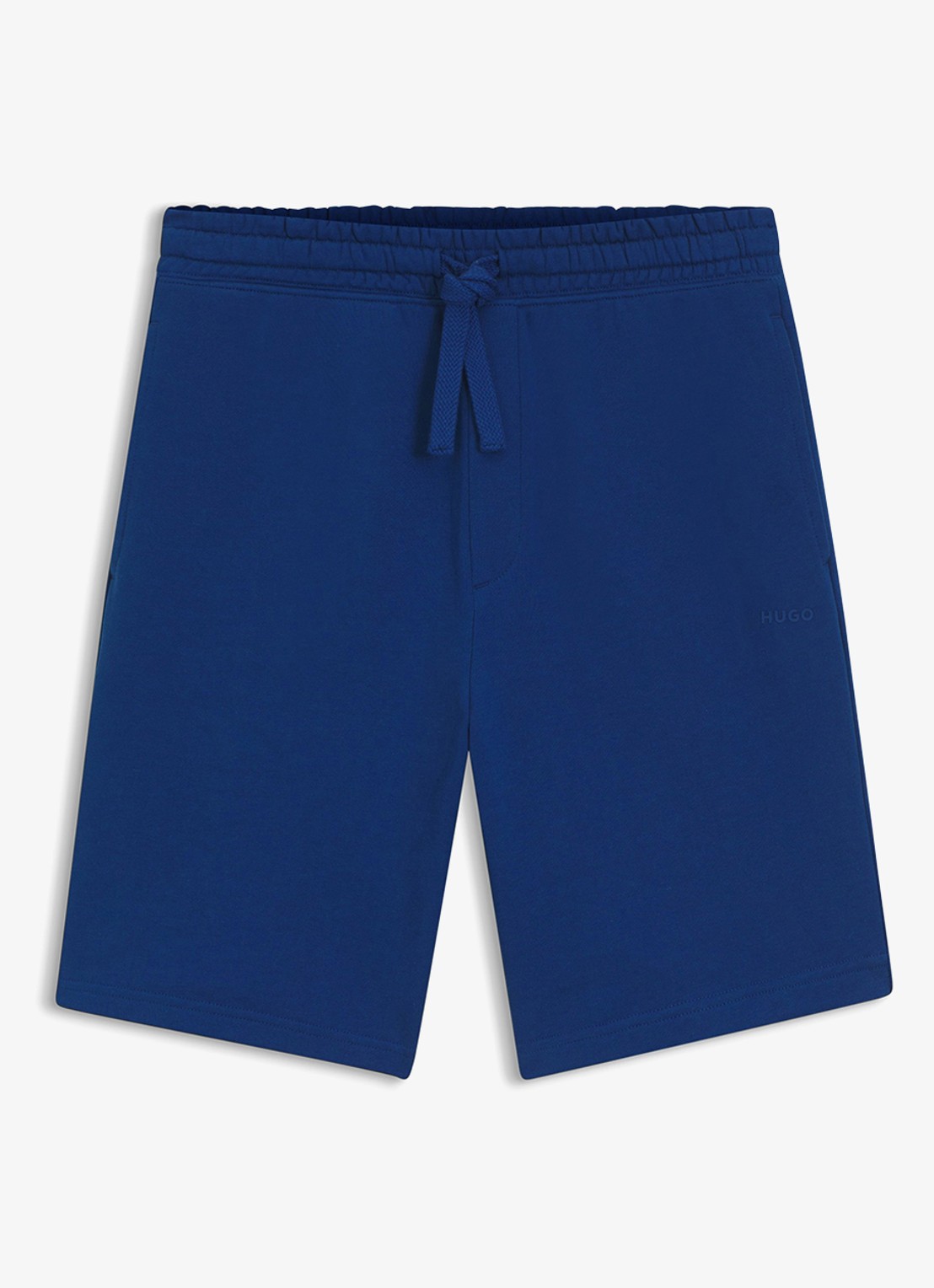 HUGO Short van katoenen sweatstof met logoprint - voorkant open blue-498 / blauw