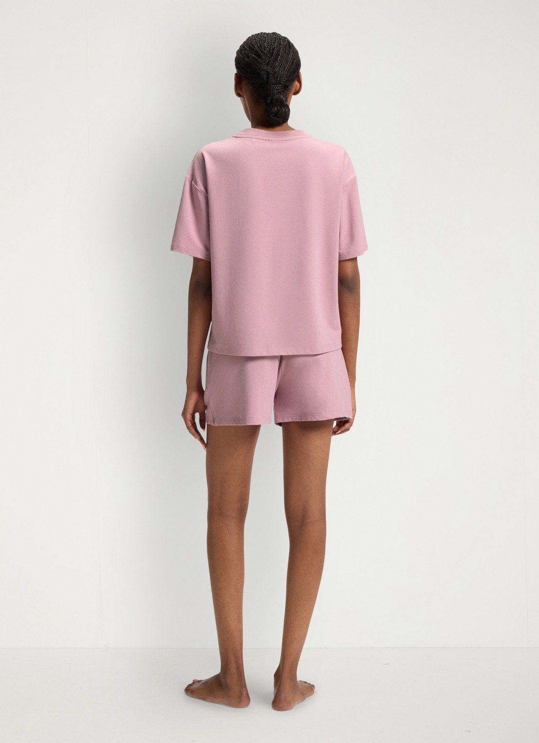 HUGO Shuffle pyjamashorts met logo - achterkant 3 open pink-696 / roze