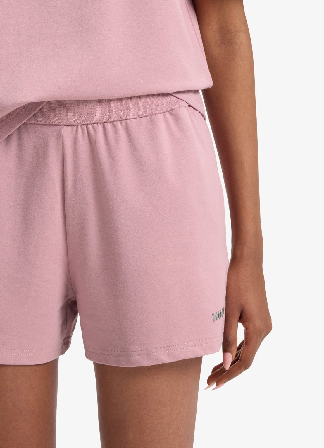 HUGO Shuffle pyjamashorts met logo - detail 2 open pink-696 / roze