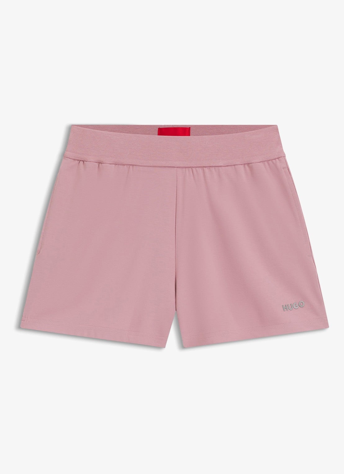 HUGO Shuffle pyjamashorts met logo - voorkant 4 open pink-696 / roze