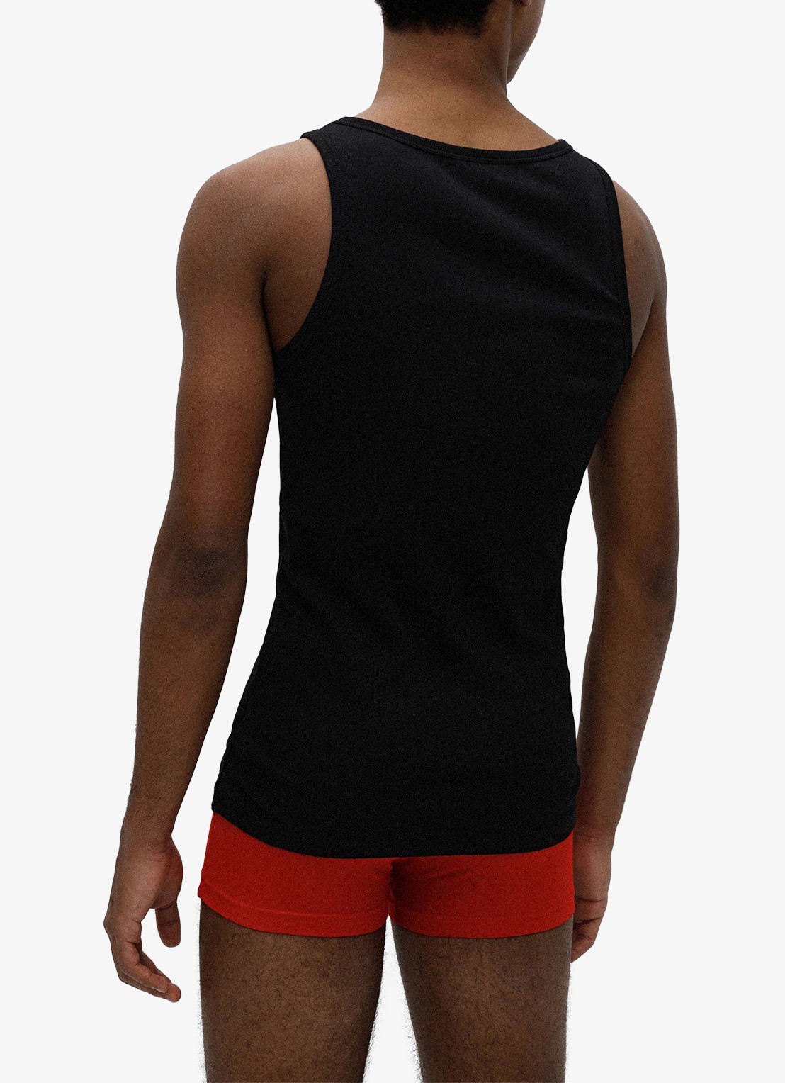 HUGO Singlet van katoen met logo in 2-pack - achterkant 4 zwart