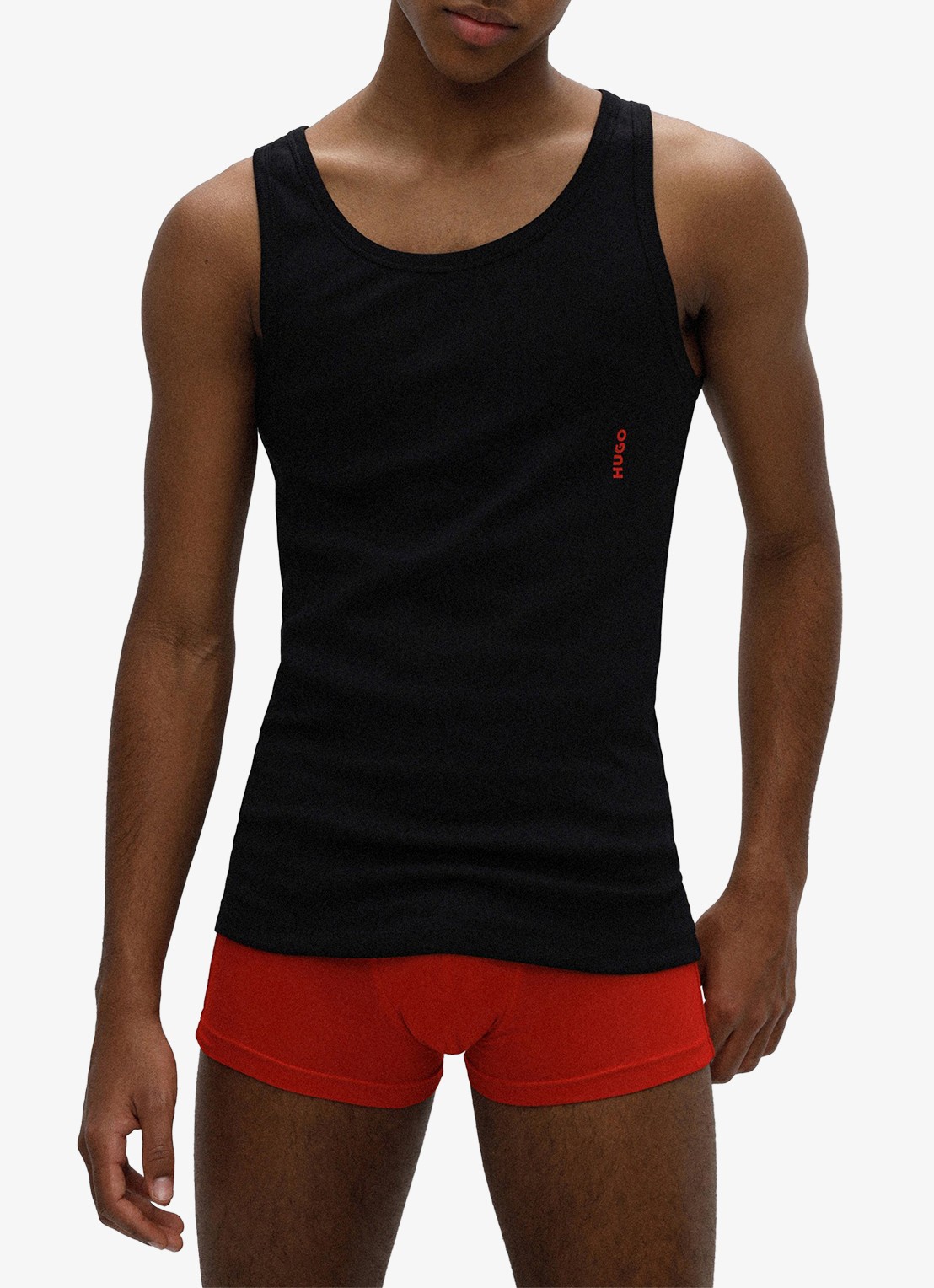 HUGO Singlet van katoen met logo in 2-pack - detail 2 zwart