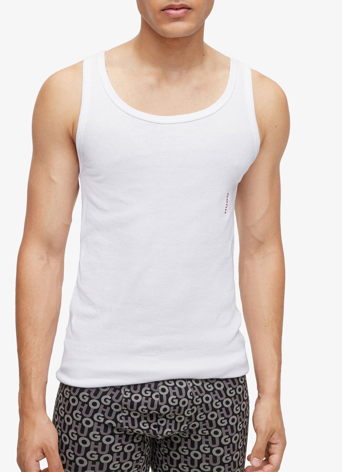 HUGO Singlet van katoen met logo in 2-pack - detail 2 wit