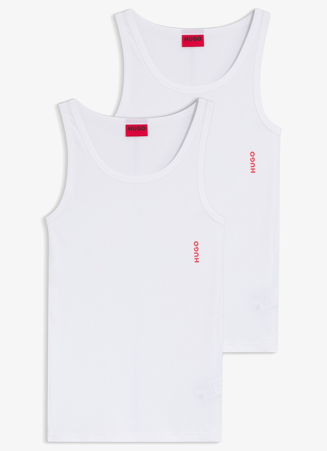 HUGO Singlet van katoen met logo in 2-pack - voorkant wit