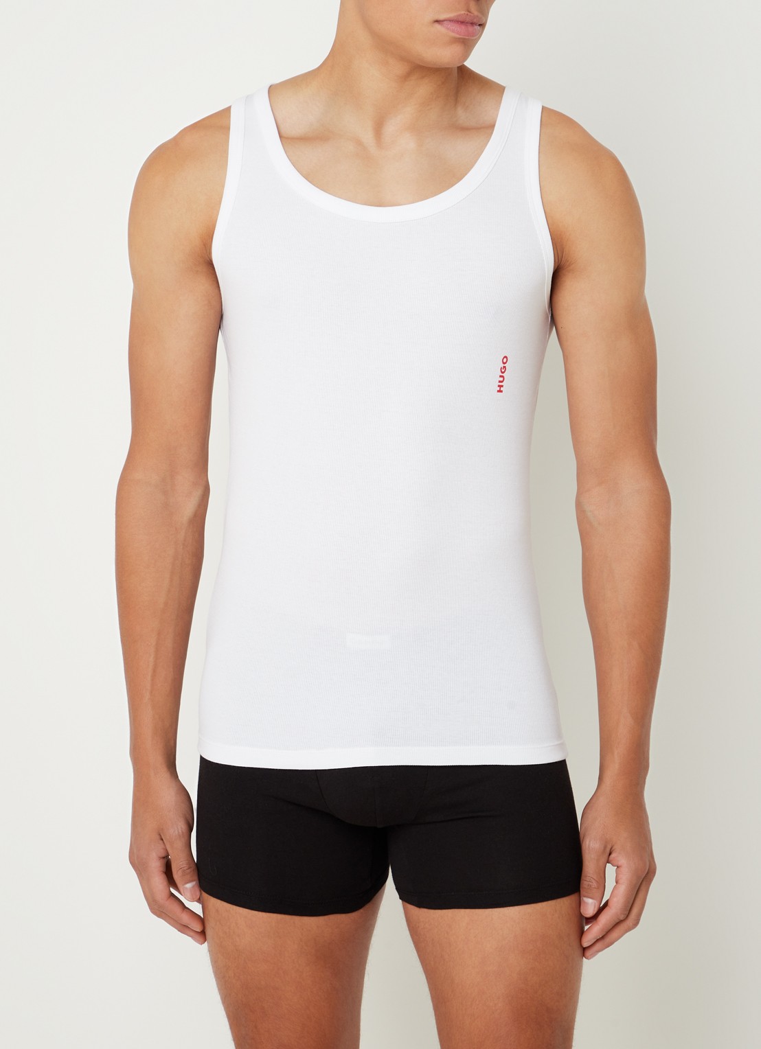 HUGO Singlet van katoen met logo in 2-pack - detail multicolor