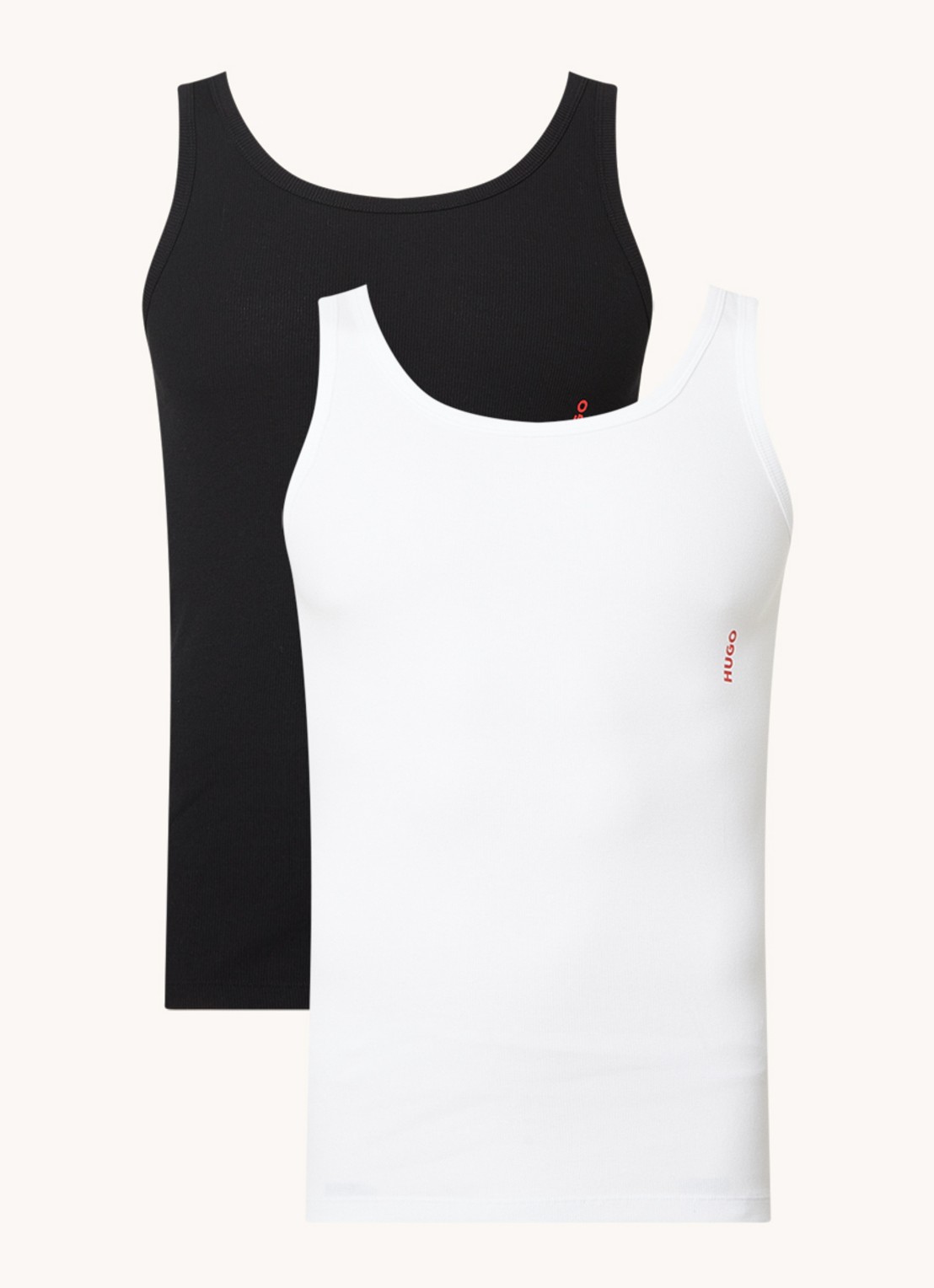 HUGO Singlet van katoen met logo in 2-pack - voorkant 3 multicolor