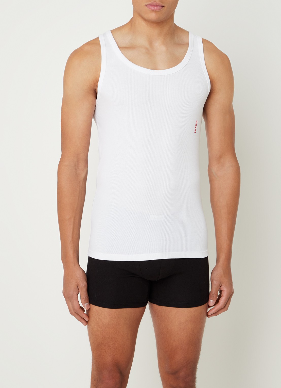 HUGO Singlet van katoen met logo in 2-pack - voorkant 4 multicolor