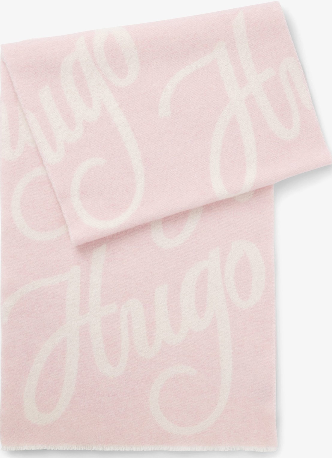 HUGO Sjaal in wolblend met logo 180 x 40 cm - voorkant 3 lichtroze