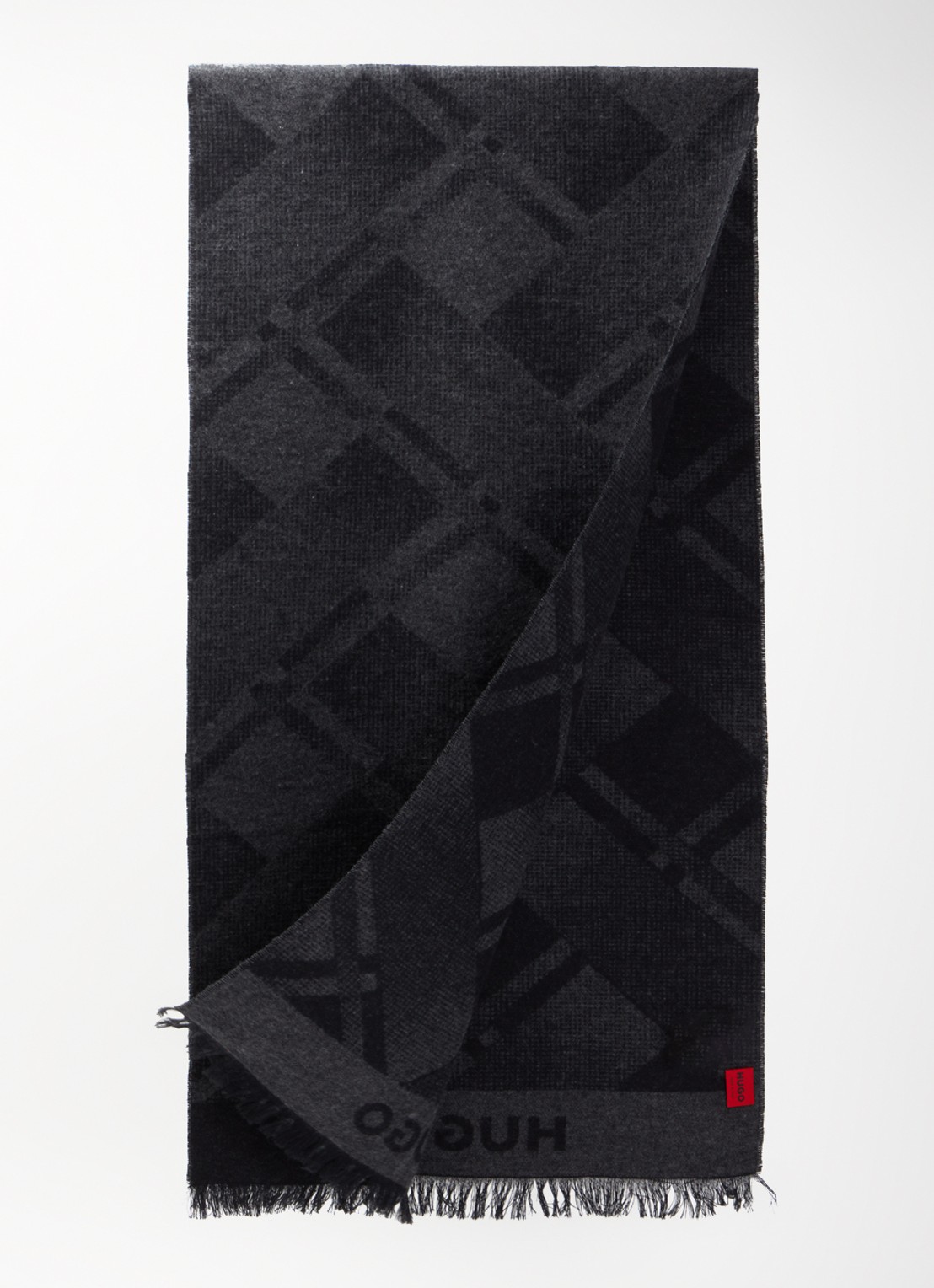 HUGO Sjaal met print 180 x 45 cm - detail 2 zwart