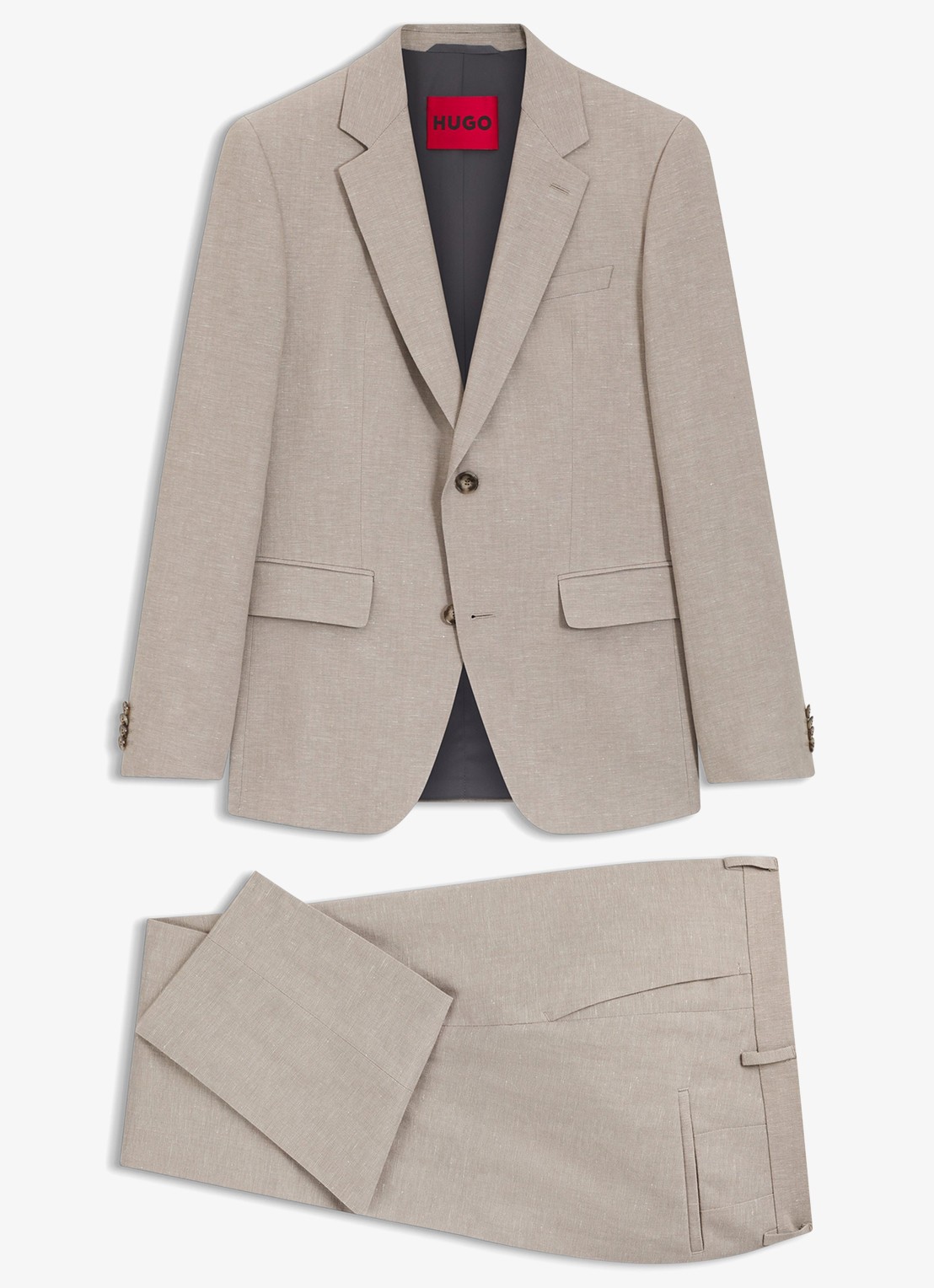 HUGO Slim fit 2-delig pak in katoenblend - voorkant 2 light/pastel brown-237 / bruin