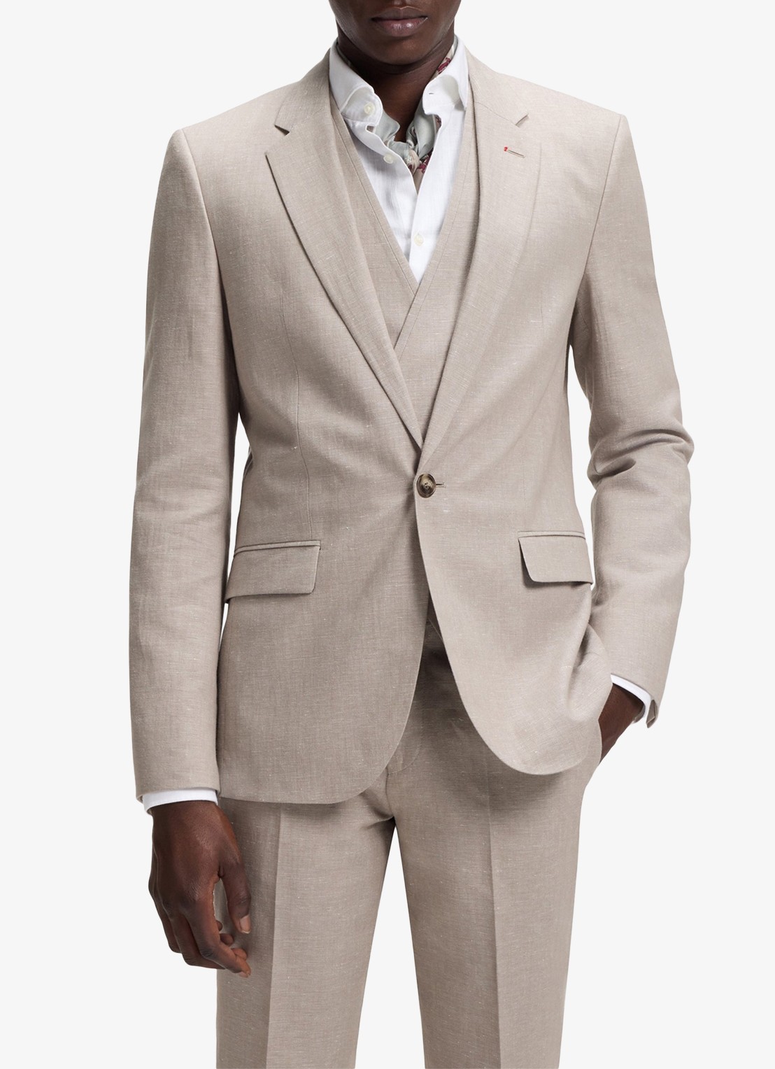 HUGO Slim fit 2-delig pak in katoenblend - voorkant 3 light/pastel brown-237 / bruin