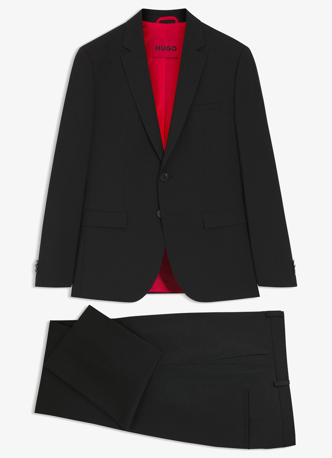 HUGO Slim-fit 2-delig pak in wolblend - voorkant 2 zwart