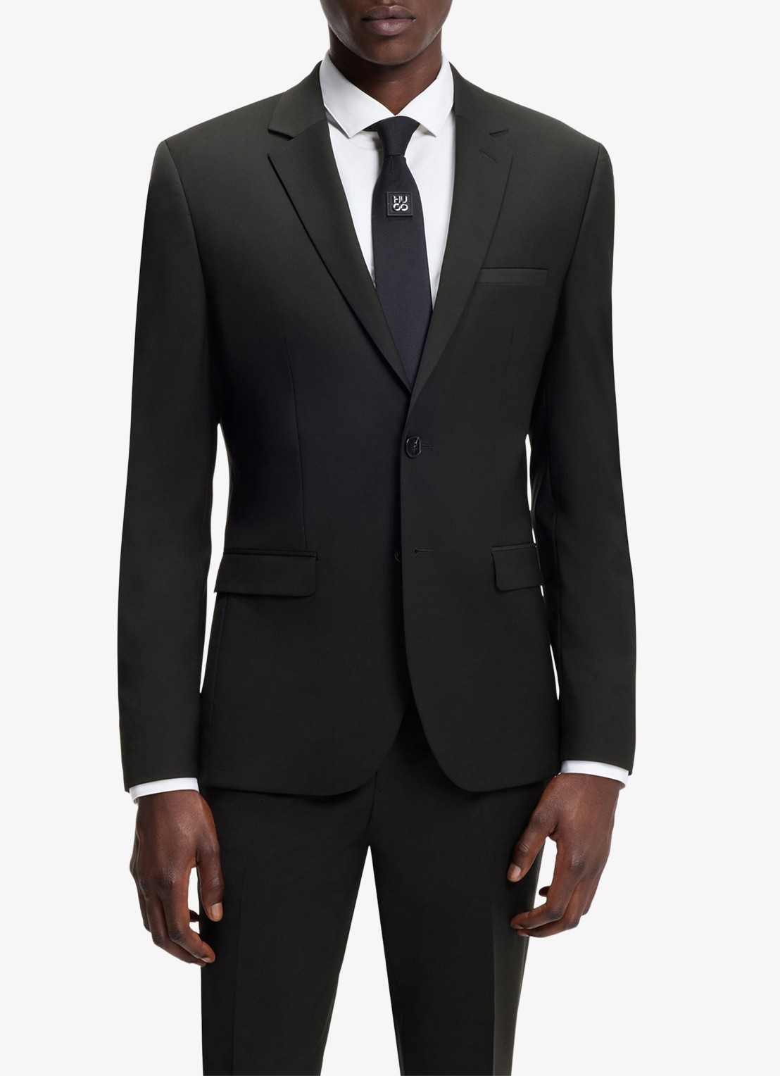 HUGO Slim-fit 2-delig pak in wolblend - voorkant 3 zwart