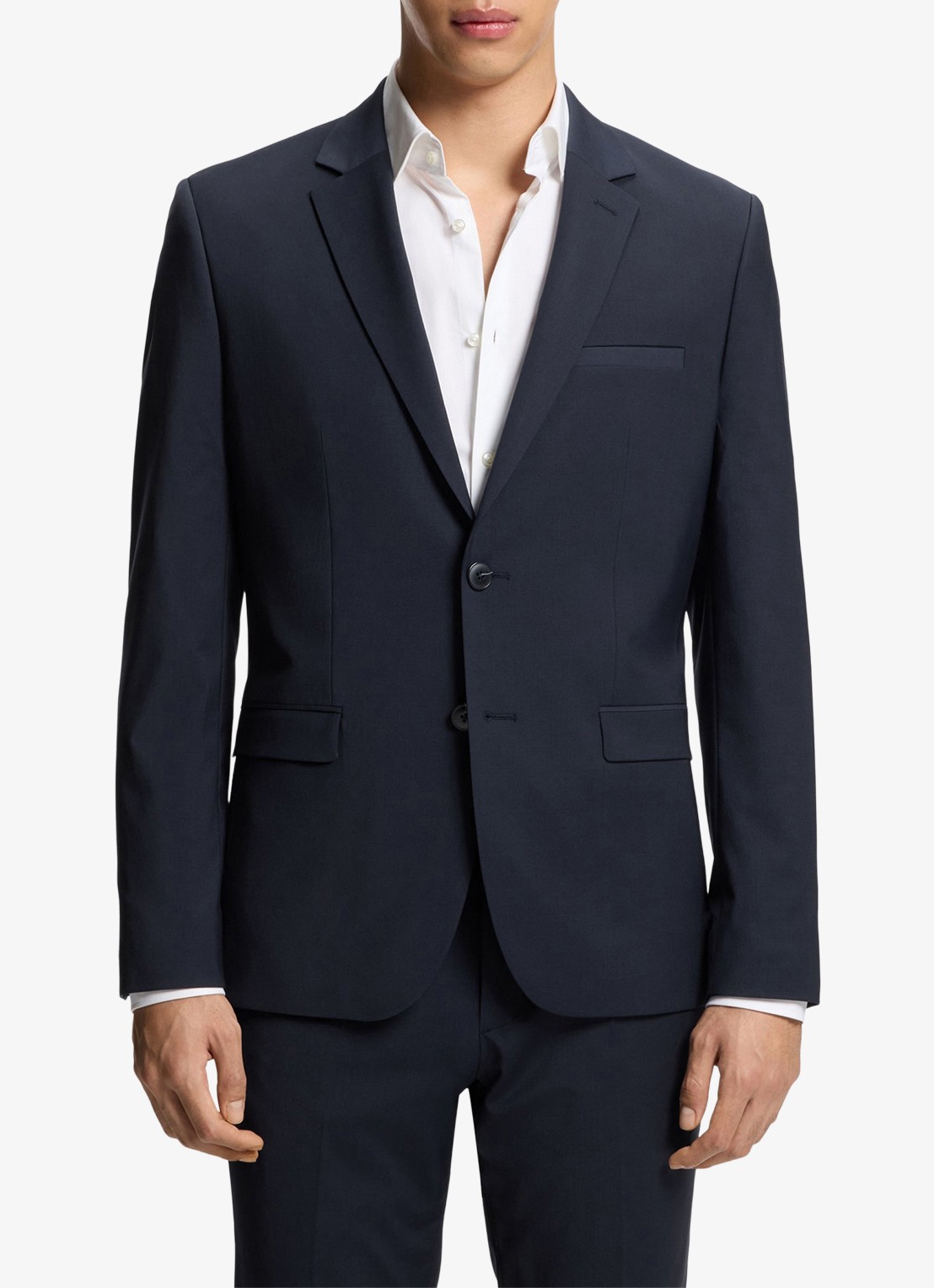 HUGO Slim-fit 2-delig pak in wolblend - voorkant 8 blauw