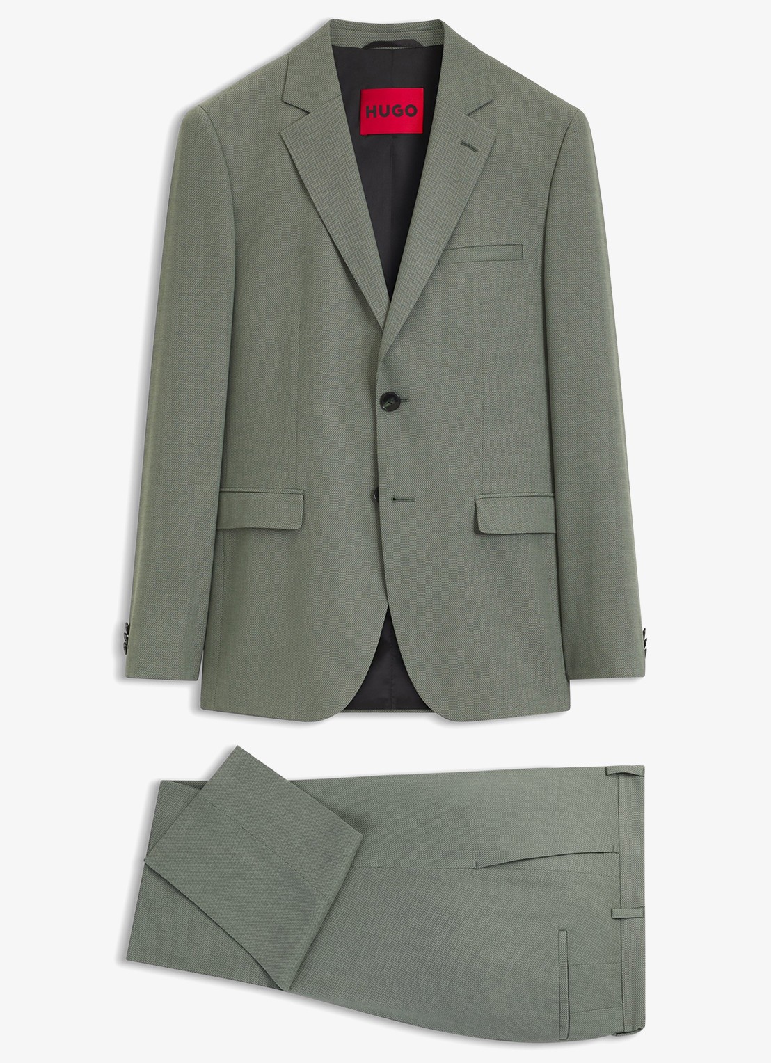 HUGO Slim fit 2-delig pak in wolblend - voorkant 2 lindegroen