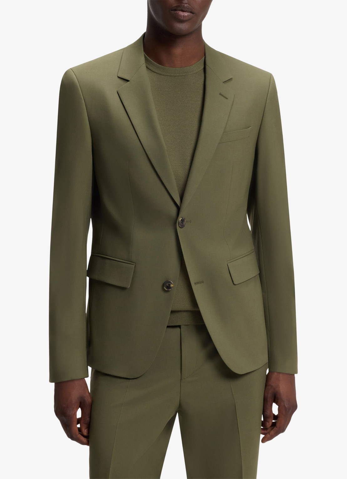 HUGO Slim fit 2-delig pak in wolblend - detail 3 open green-388 / groen