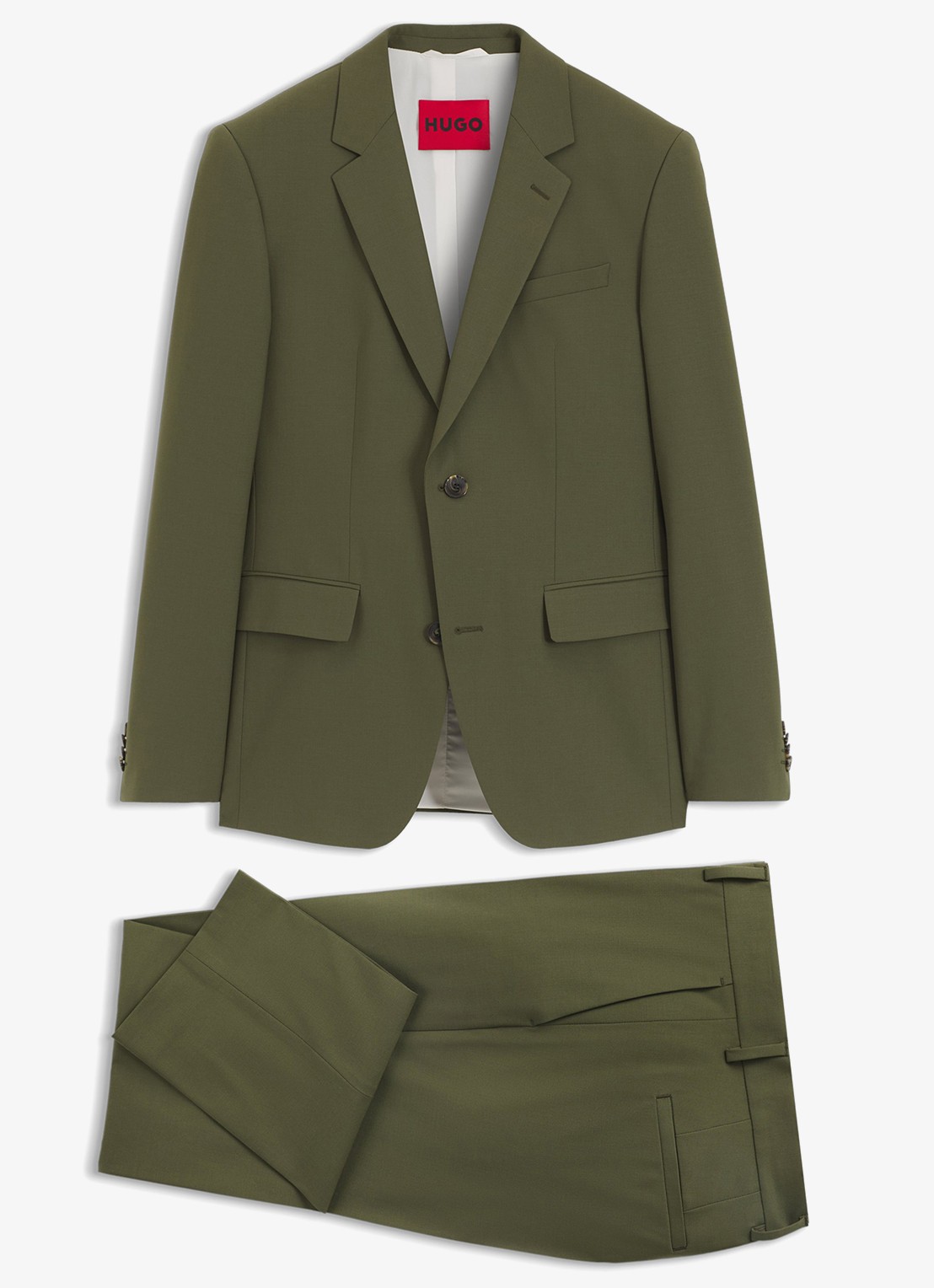 HUGO Slim fit 2-delig pak in wolblend - voorkant 2 open green-388 / groen