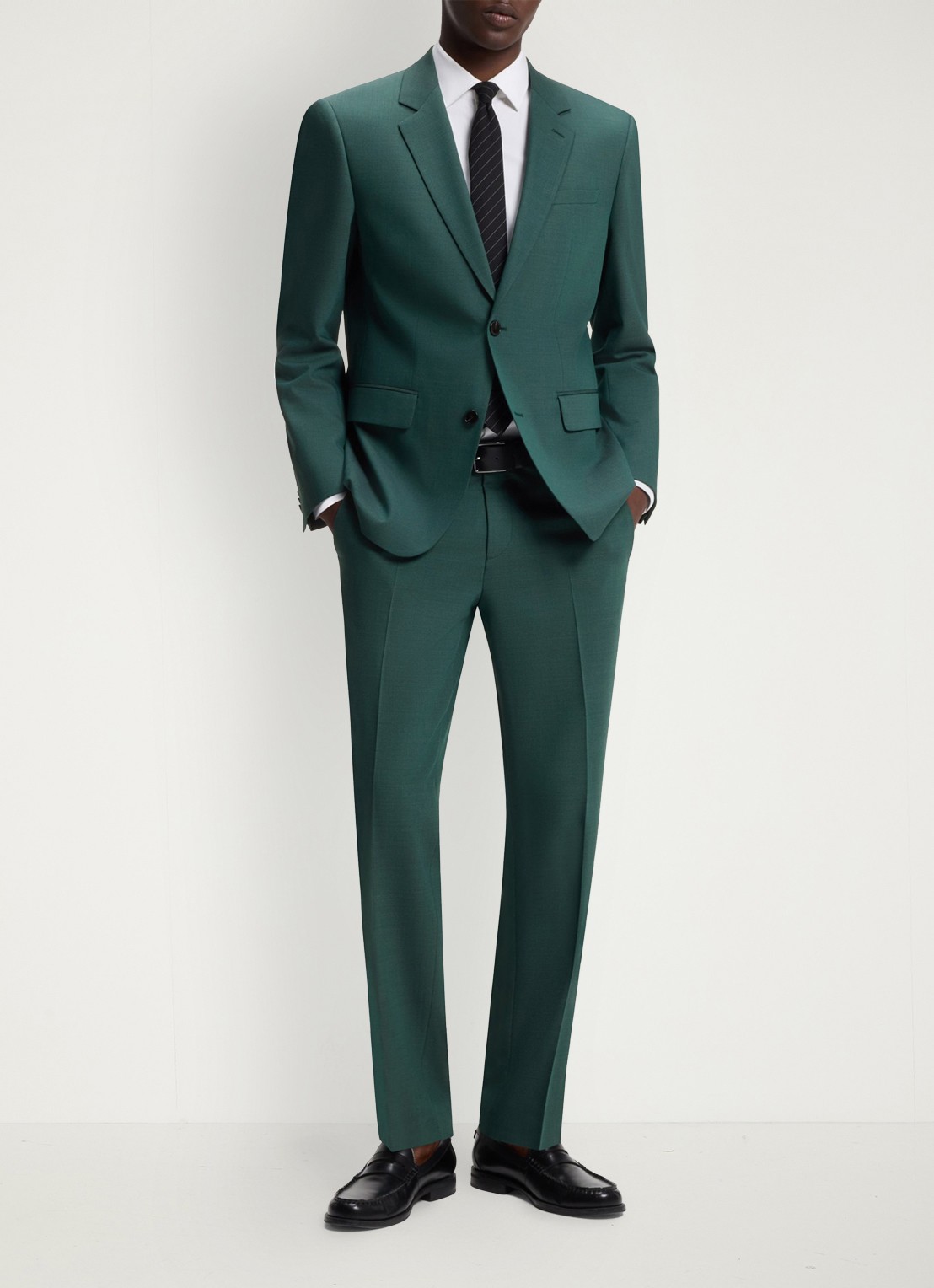 HUGO Slim fit 2-delig pak in wolblend - detail 4 donkergroen