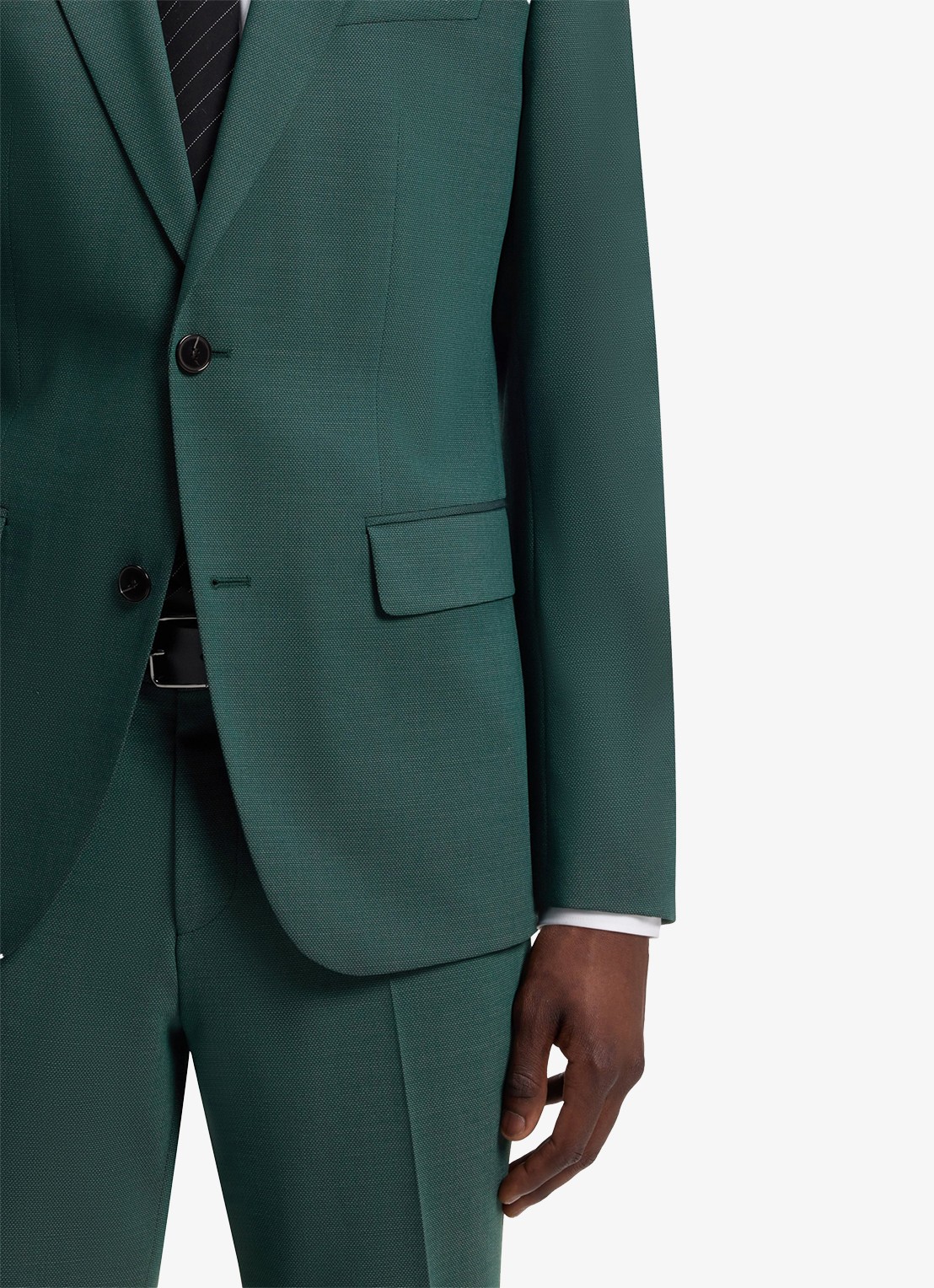 HUGO Slim fit 2-delig pak in wolblend - detail 5 donkergroen