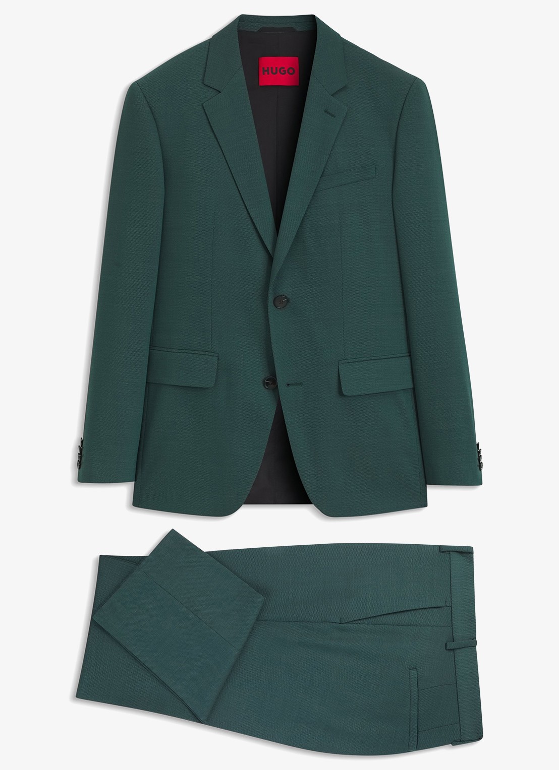 HUGO Slim fit 2-delig pak in wolblend - voorkant 2 donkergroen