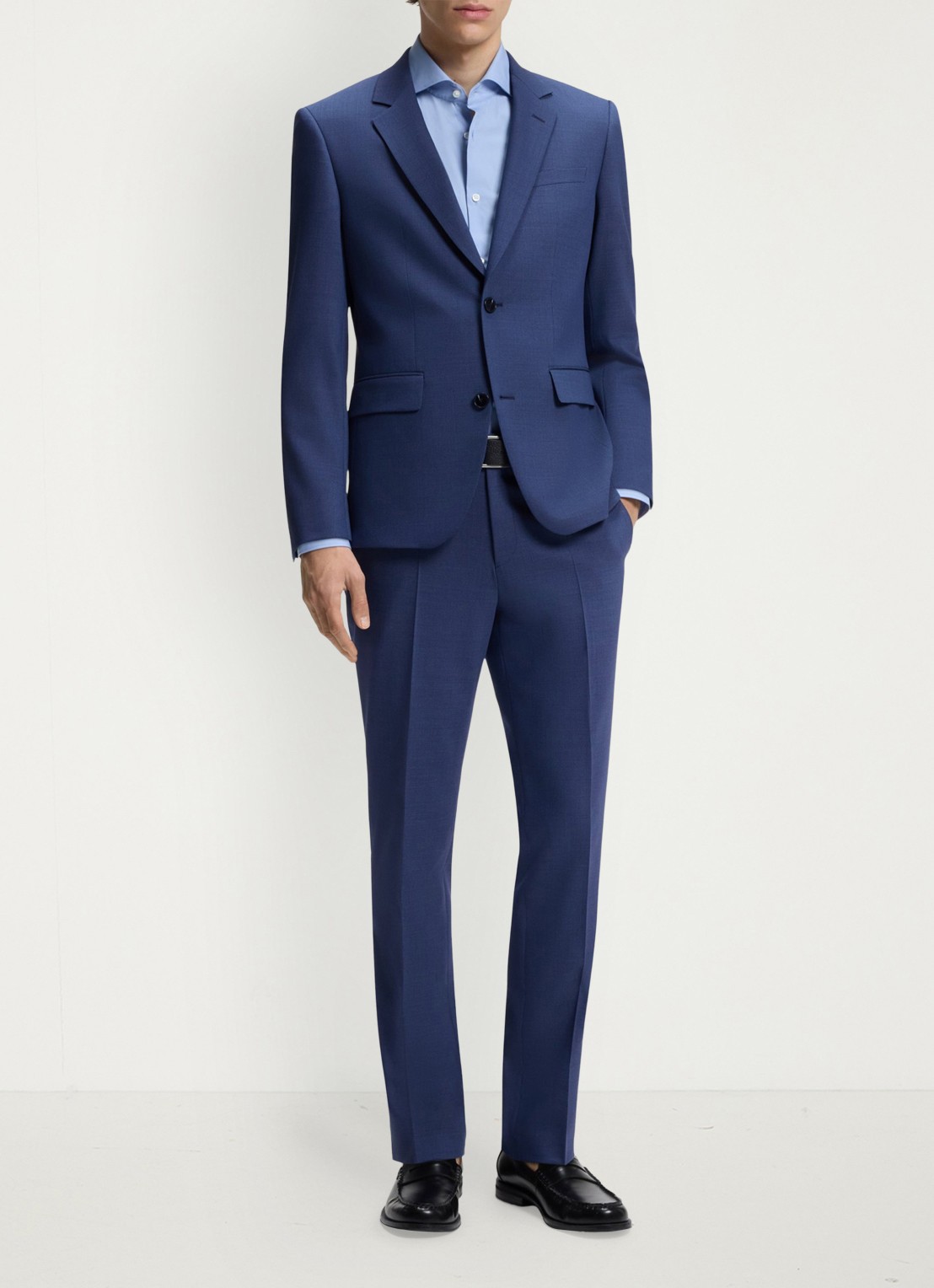 HUGO Slim fit 2-delig pak in wolblend - detail donkerblauw