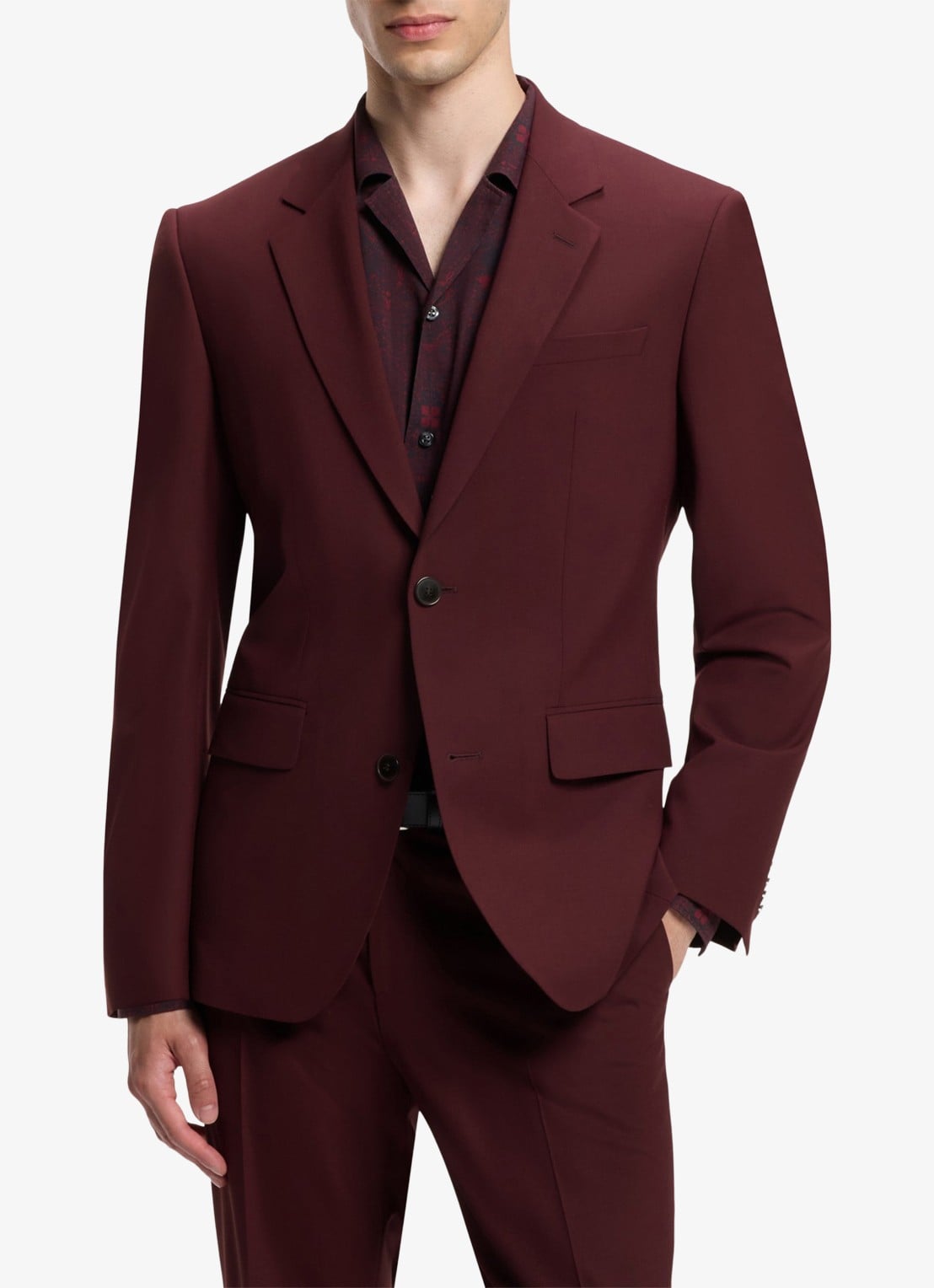 HUGO Slim fit 2-delig pak in wolblend - detail dark red-603 / rood