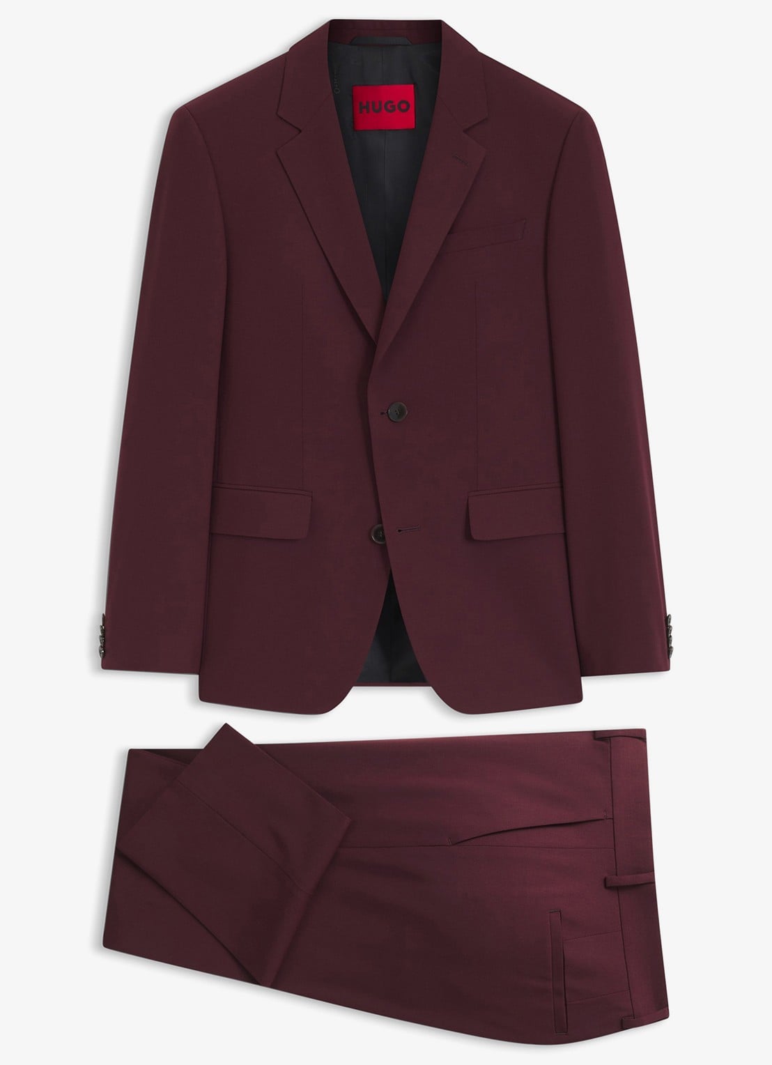 HUGO Slim fit 2-delig pak in wolblend - voorkant 7 dark red-603 / rood