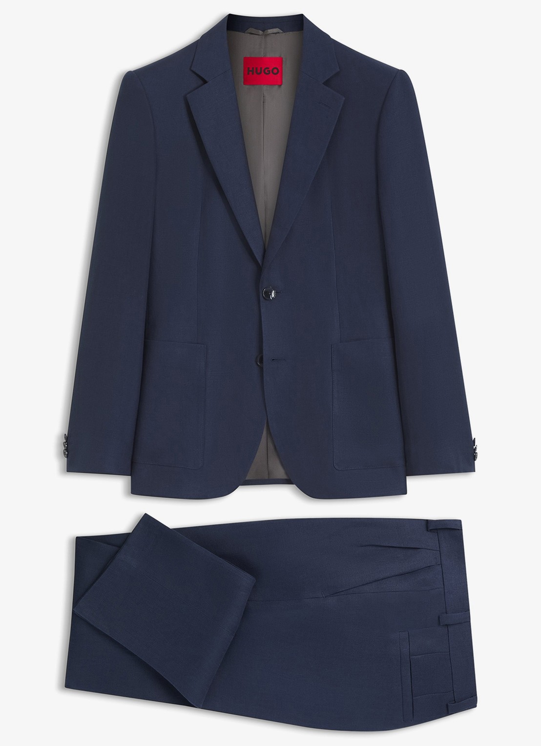 HUGO Slim fit 2-delig pak van linnen - voorkant 2 blauw