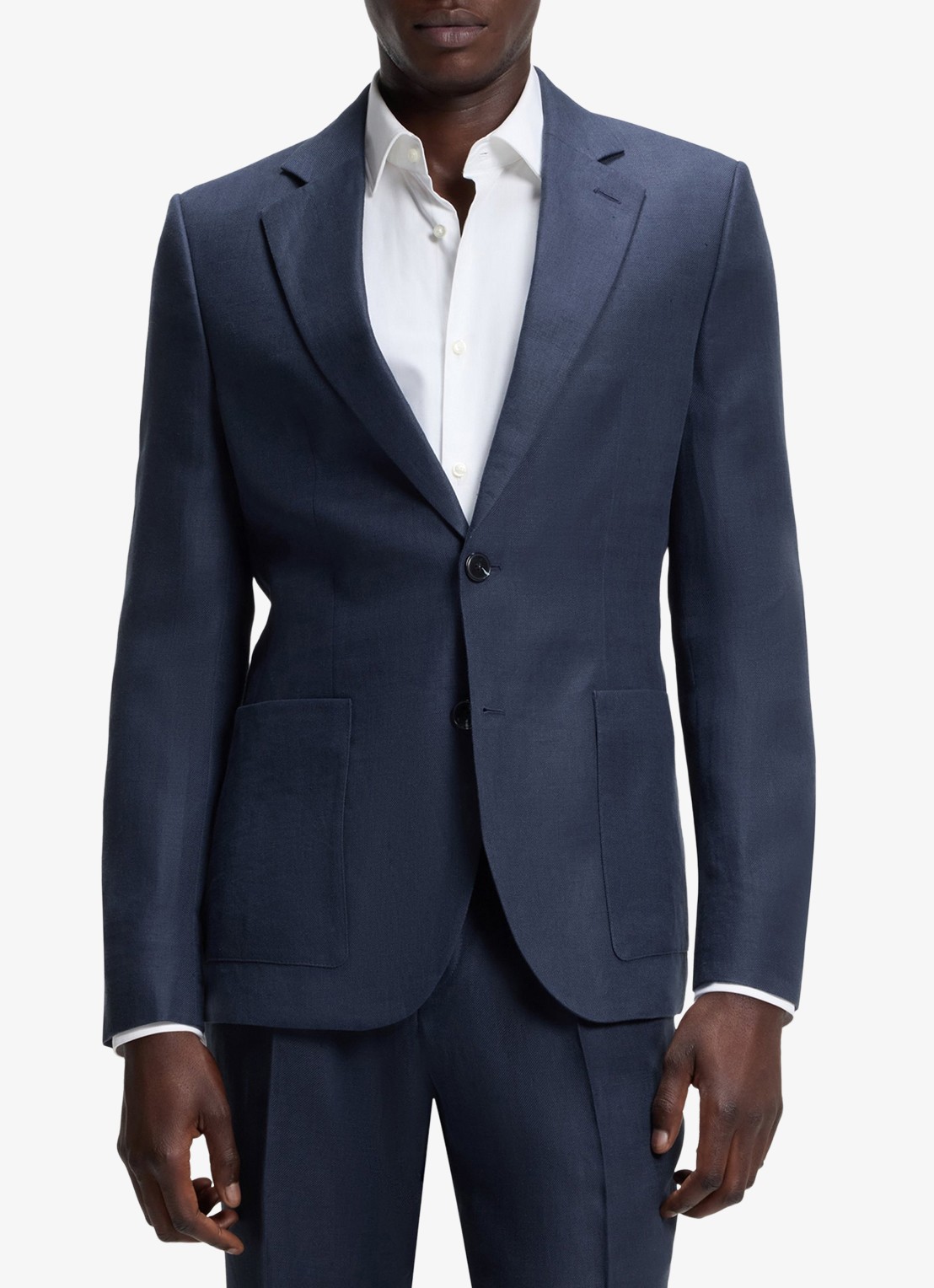 HUGO Slim fit 2-delig pak van linnen - voorkant 3 blauw