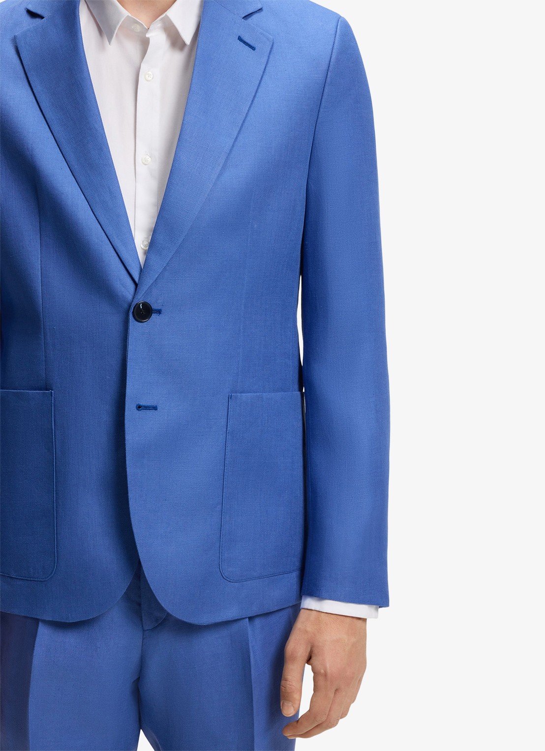 HUGO Slim fit 2-delig pak van linnen - detail 3 staalblauw