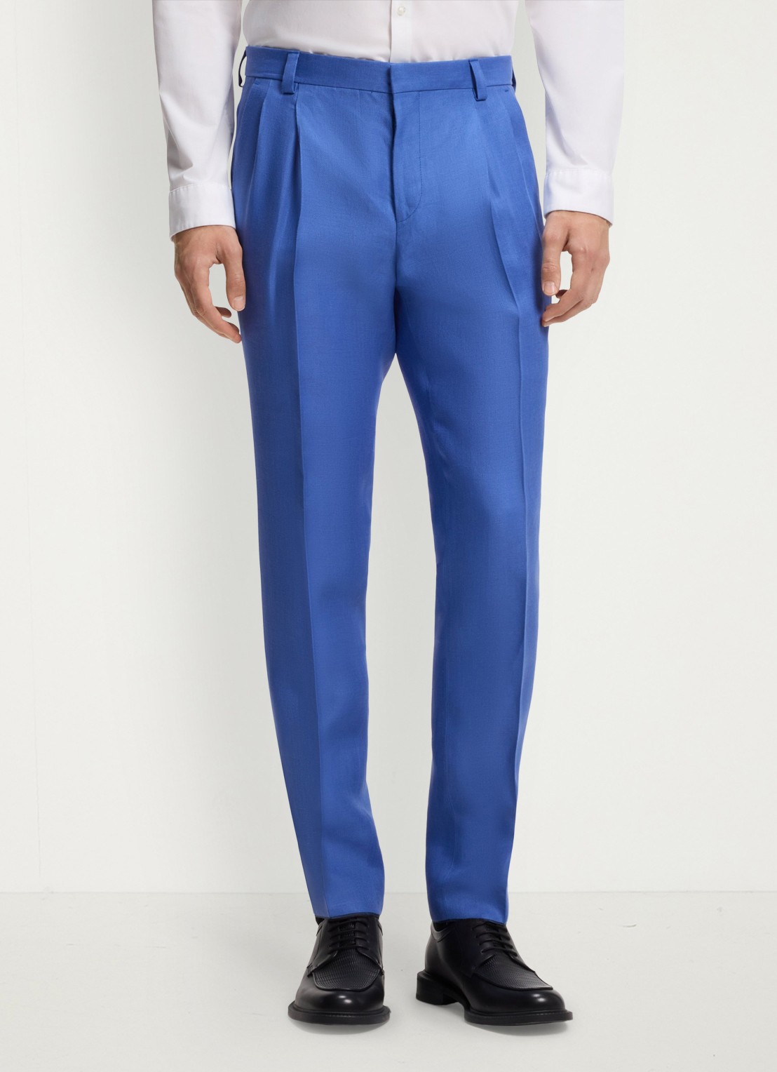 HUGO Slim fit 2-delig pak van linnen - detail 4 staalblauw