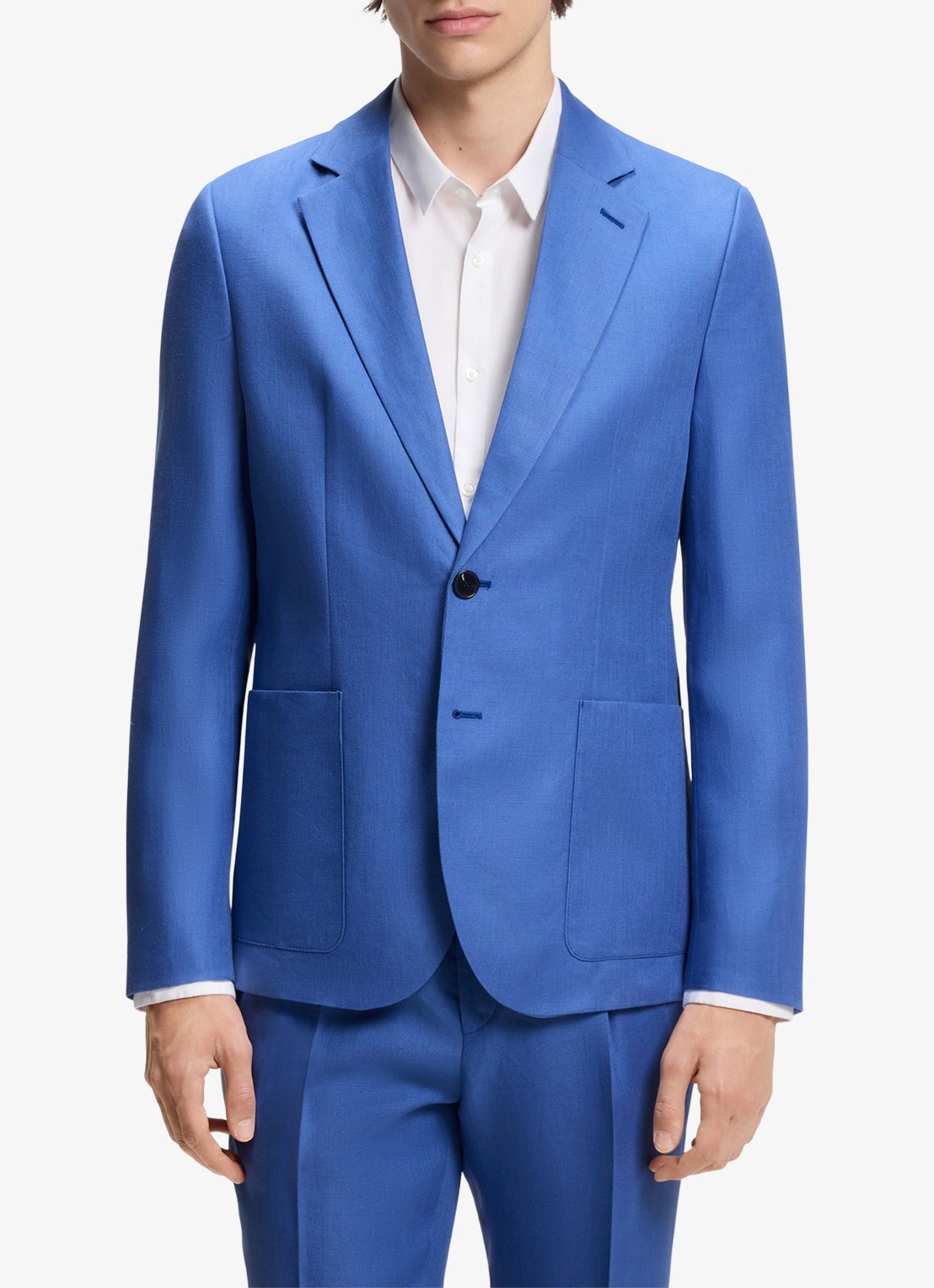 HUGO Slim fit 2-delig pak van linnen - voorkant 8 staalblauw