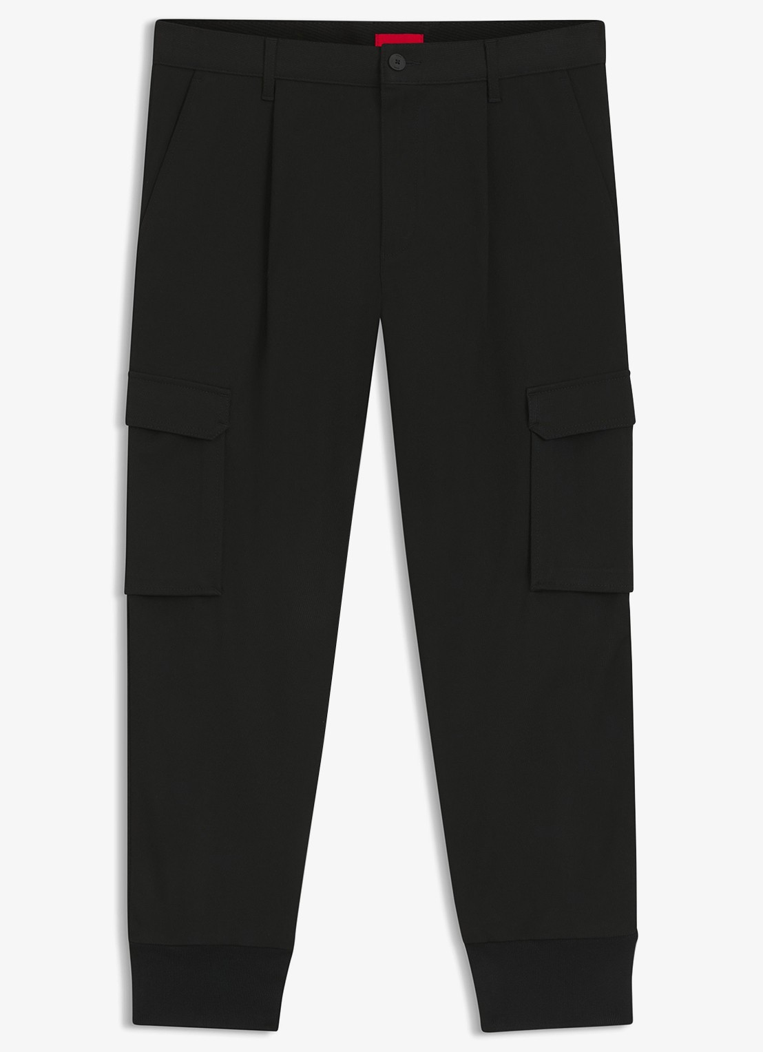 HUGO Slim-fit broek met cargozakken - voorkant 5 zwart