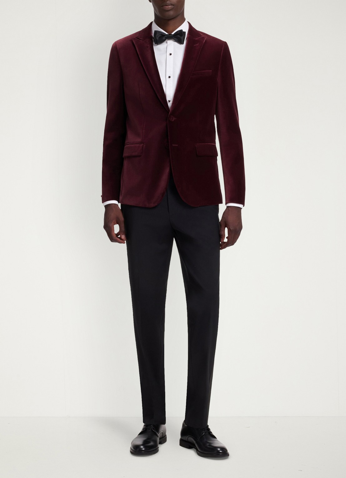 HUGO Slim fit colbert van fluweel - voorkant 2 bordeauxrood