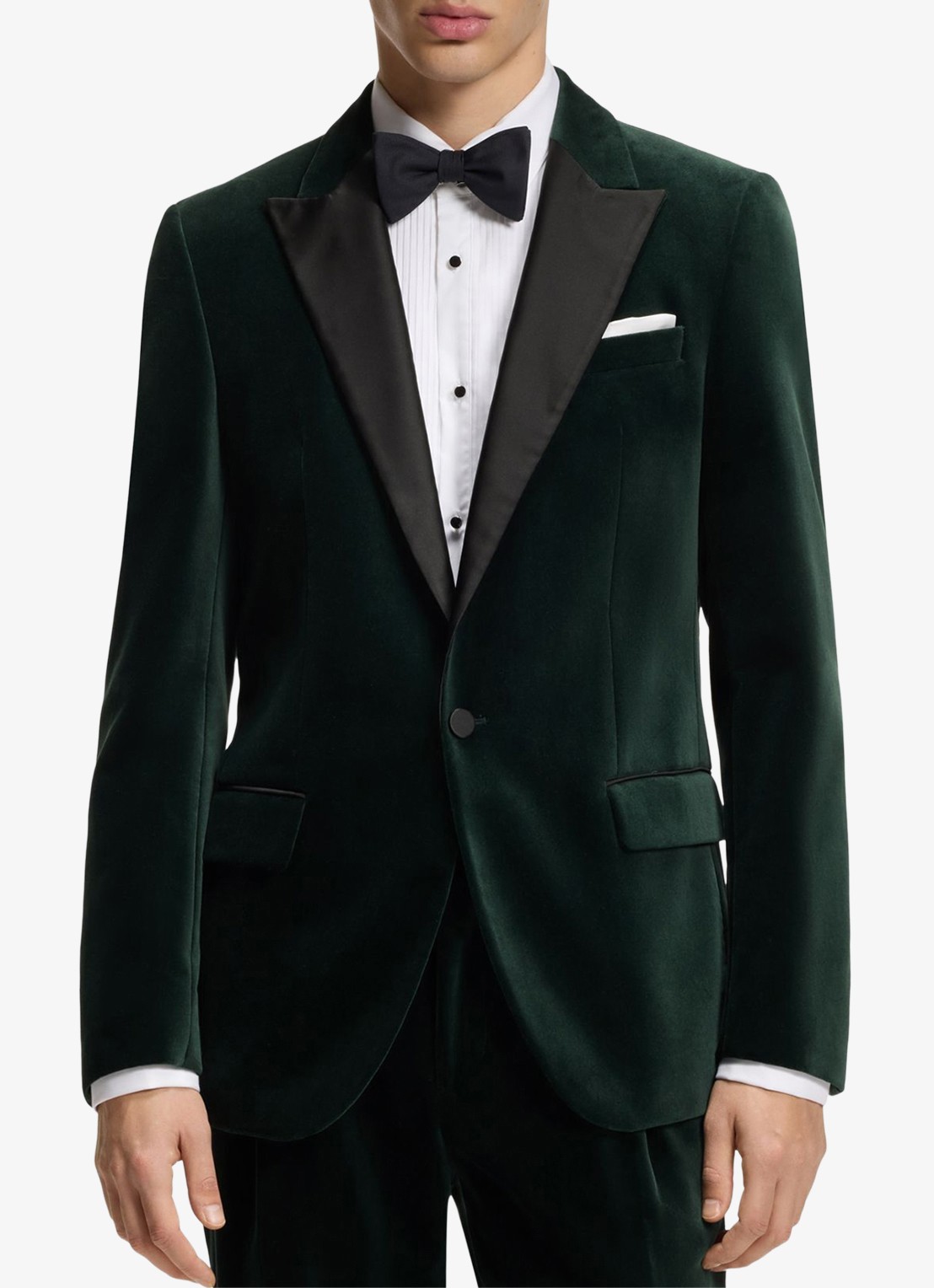 HUGO Slim fit colbert van katoen - detail 3 groen